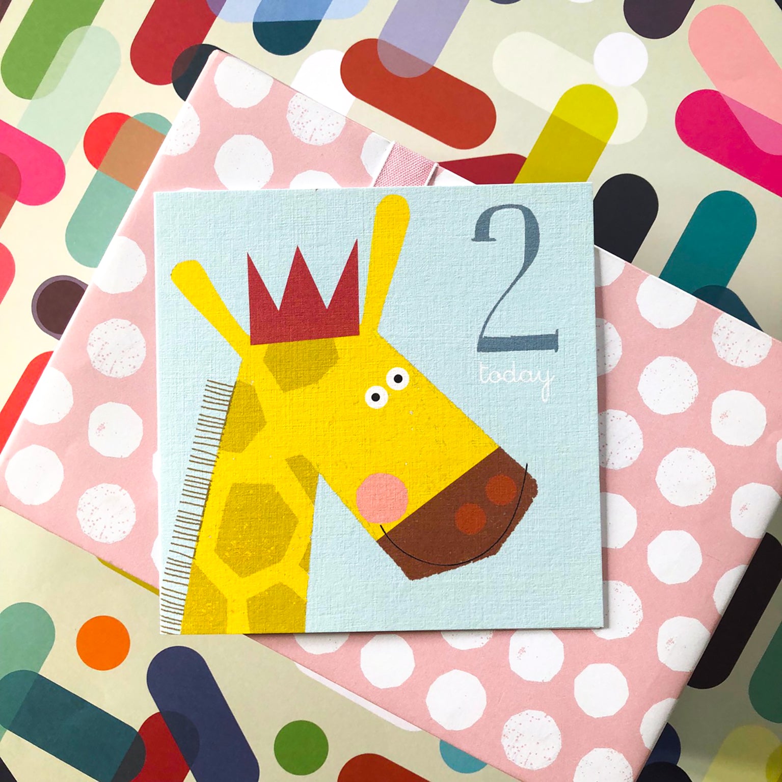 AC02 giraffe 2nd birthday card