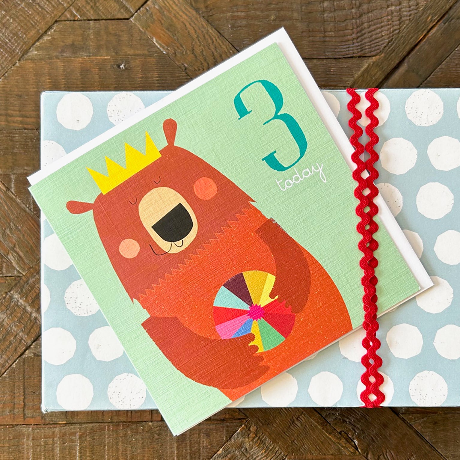 AC03 bear 3rd birthday card