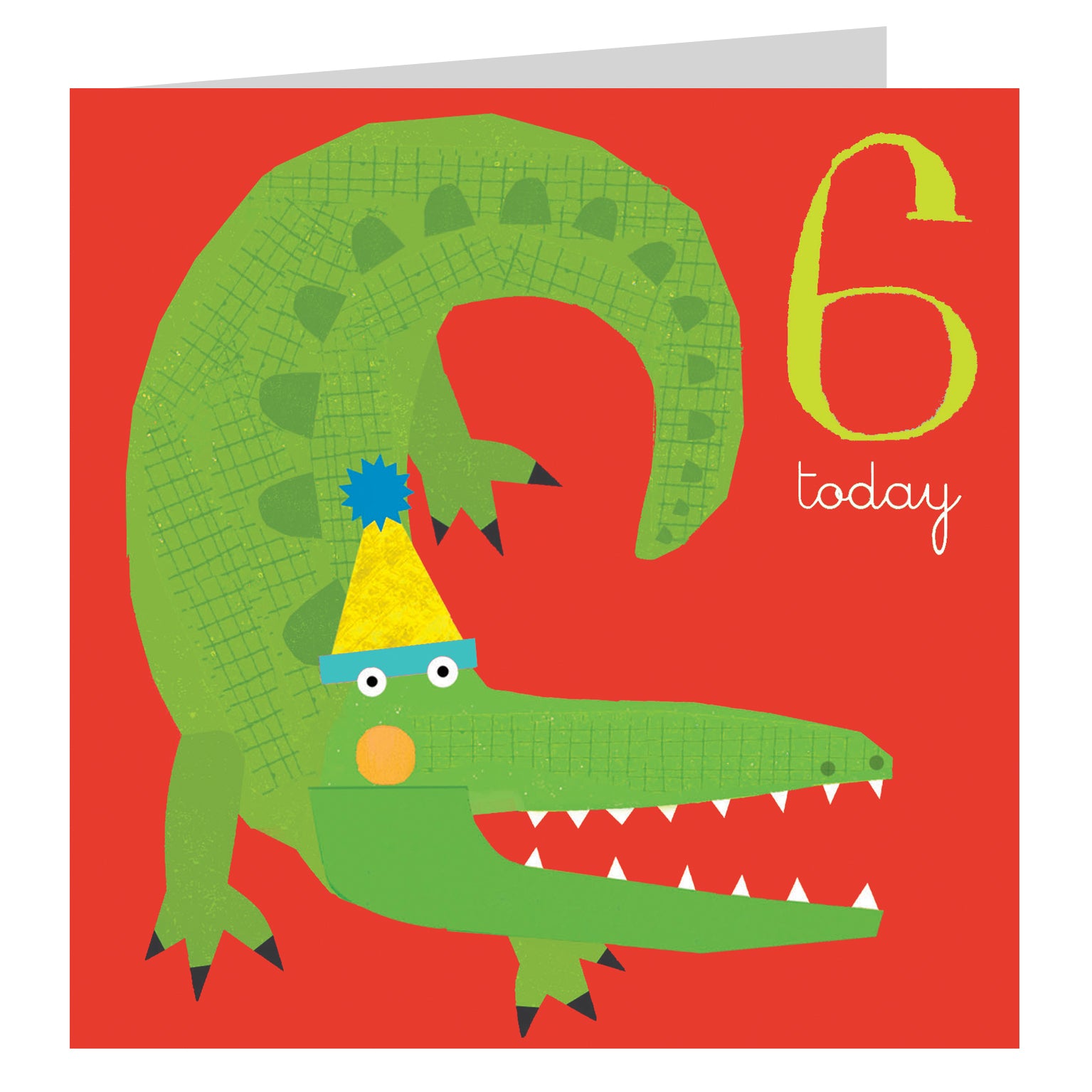 AC06 crocodile 6th birthday card