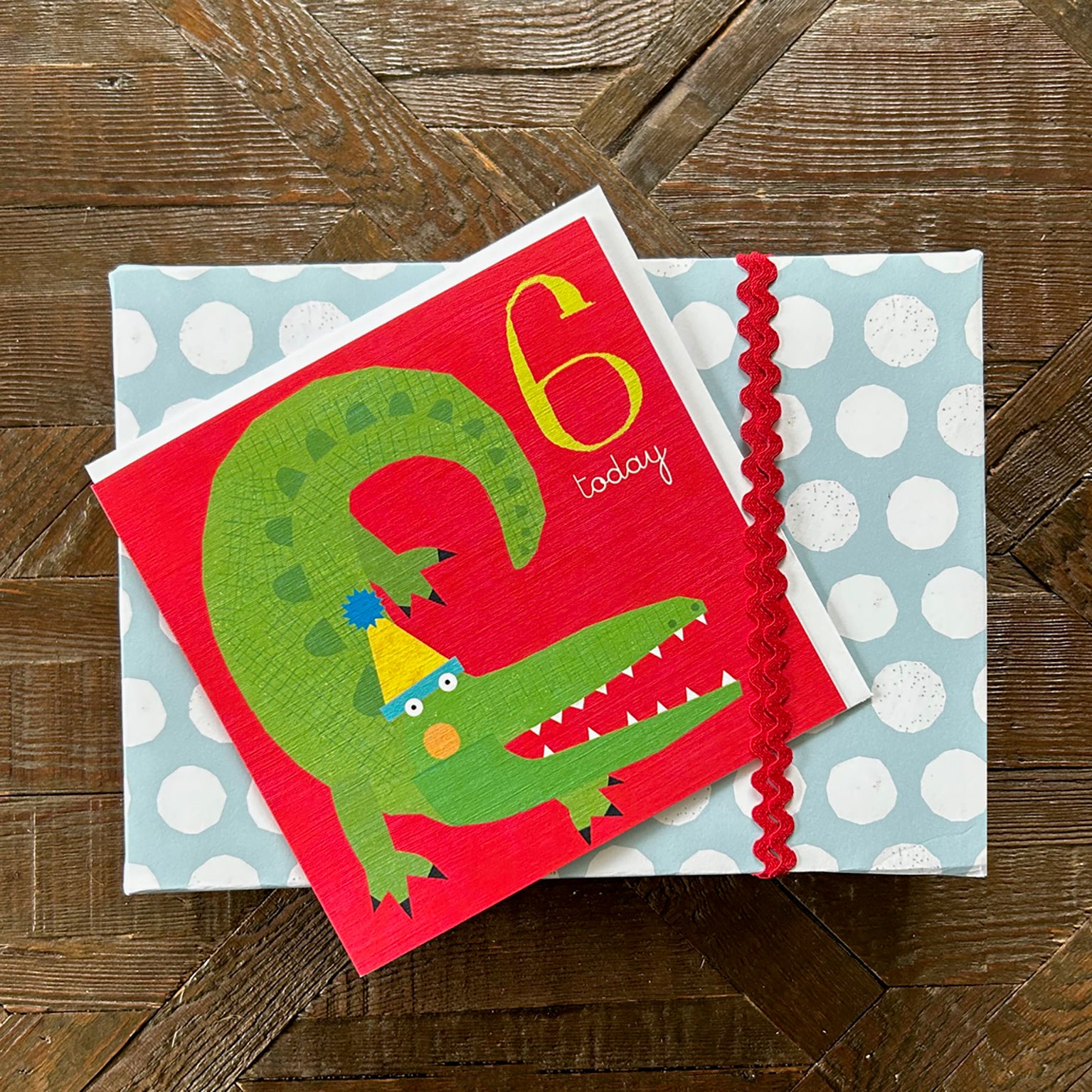 AC06 crocodile 6th birthday card