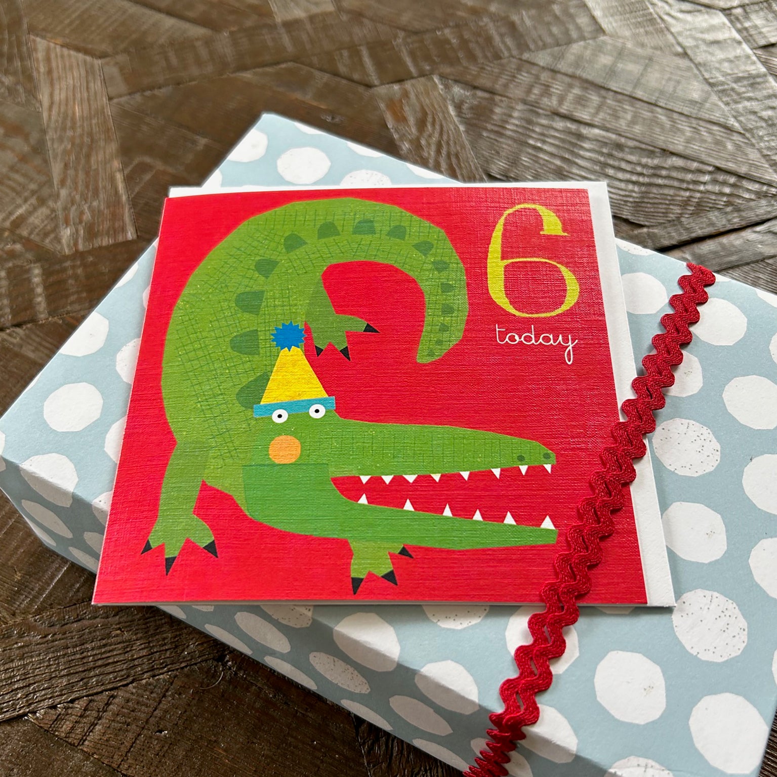 AC06 crocodile 6th birthday card