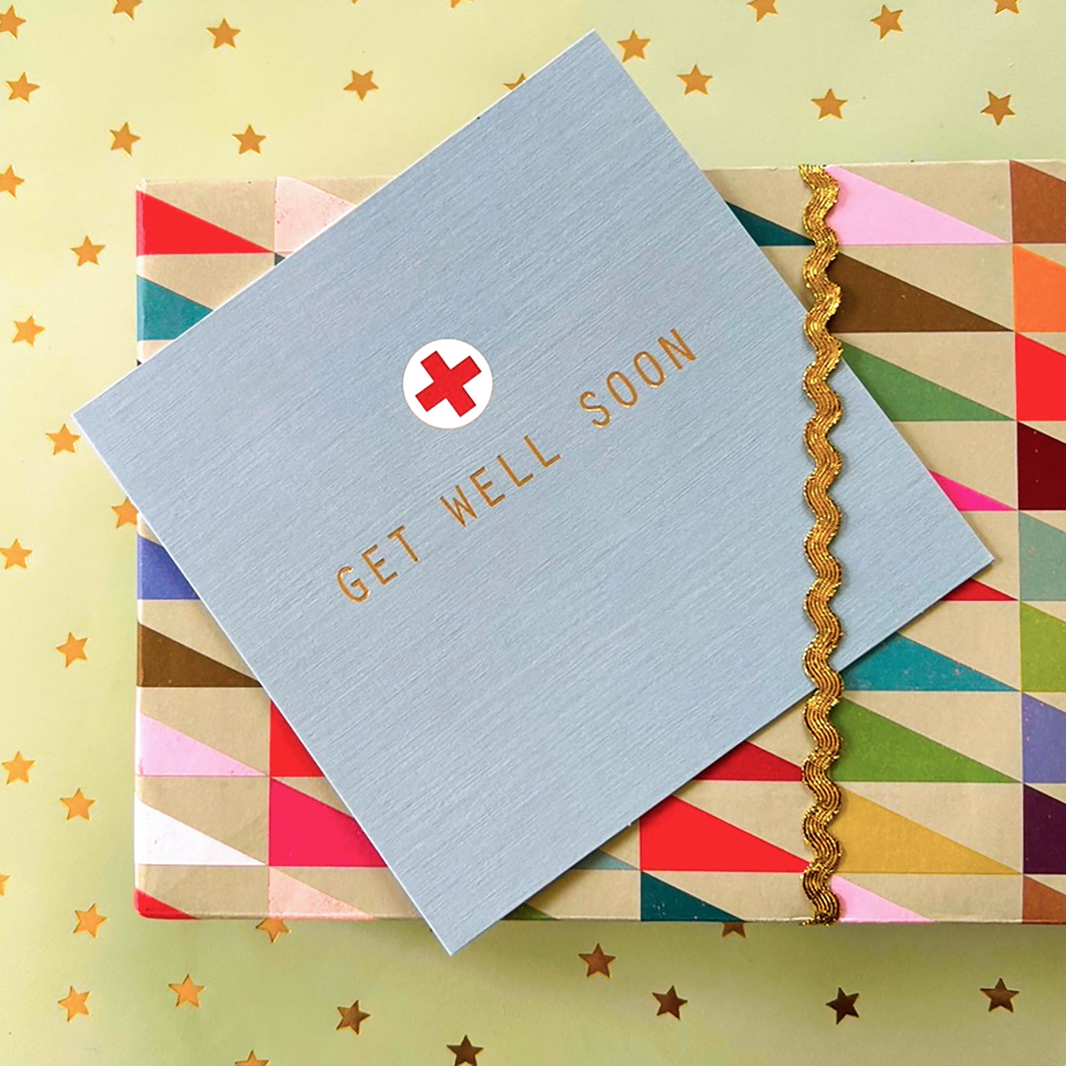 AH03 gold foiled get well soon card