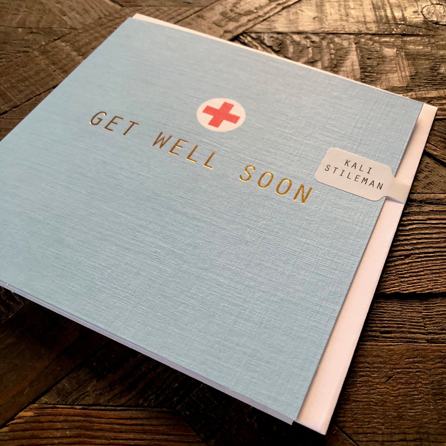 AH03 gold foiled get well soon card