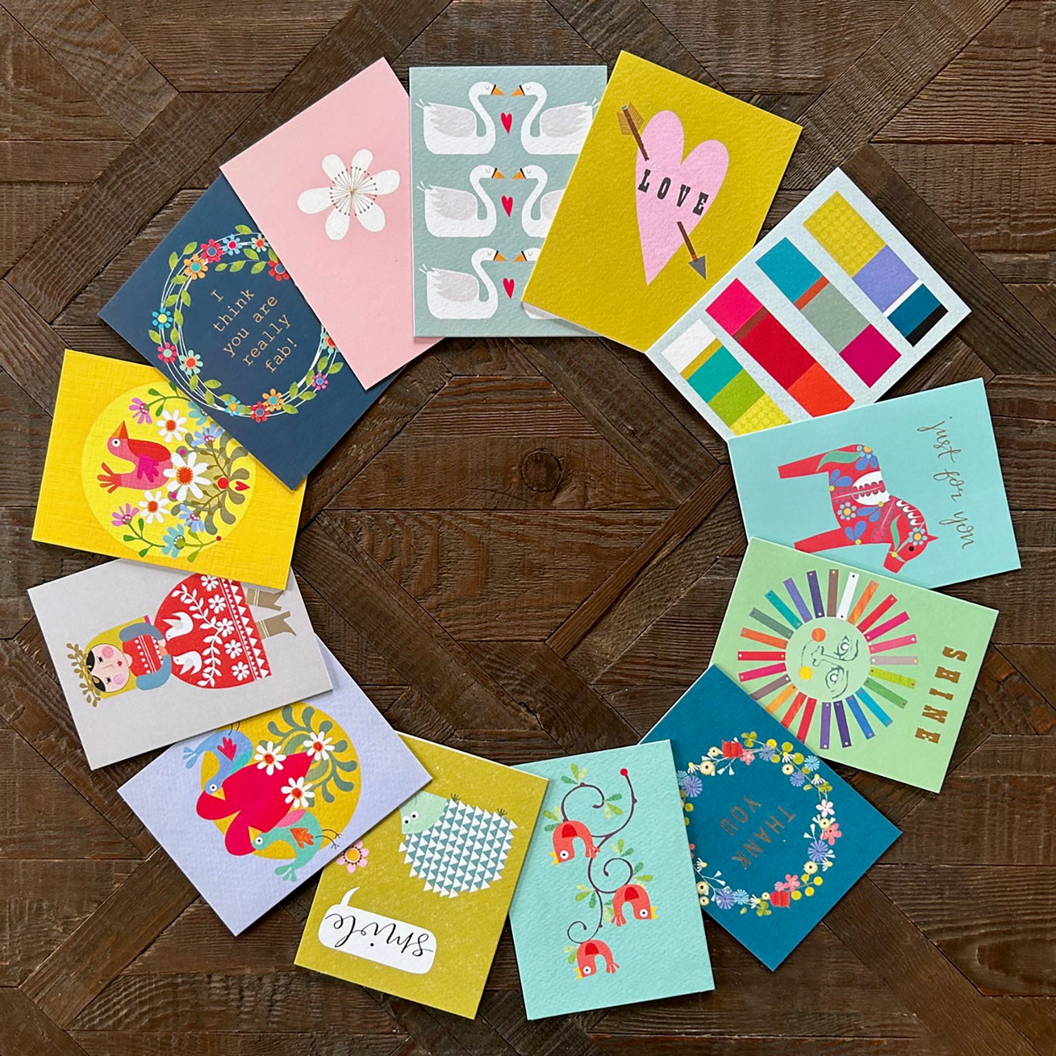 AM03 mixed mini folky greetings cards
