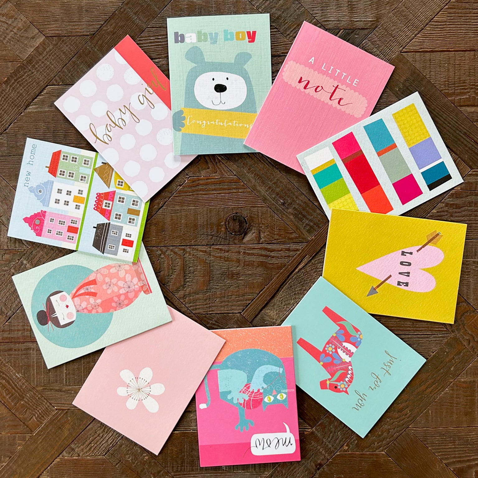 AM04 mini mixed pastel greetings cards