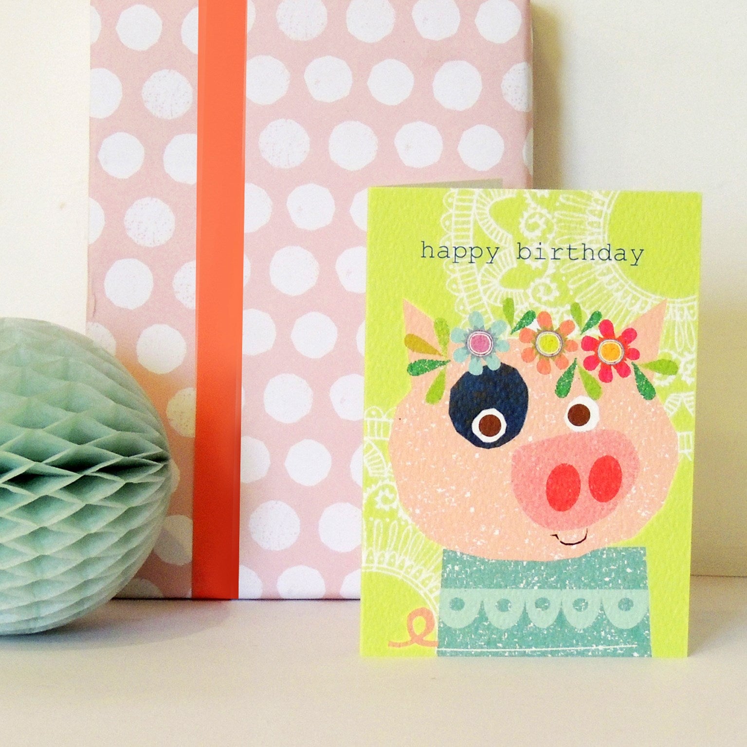 AS07 pig happy birthday card