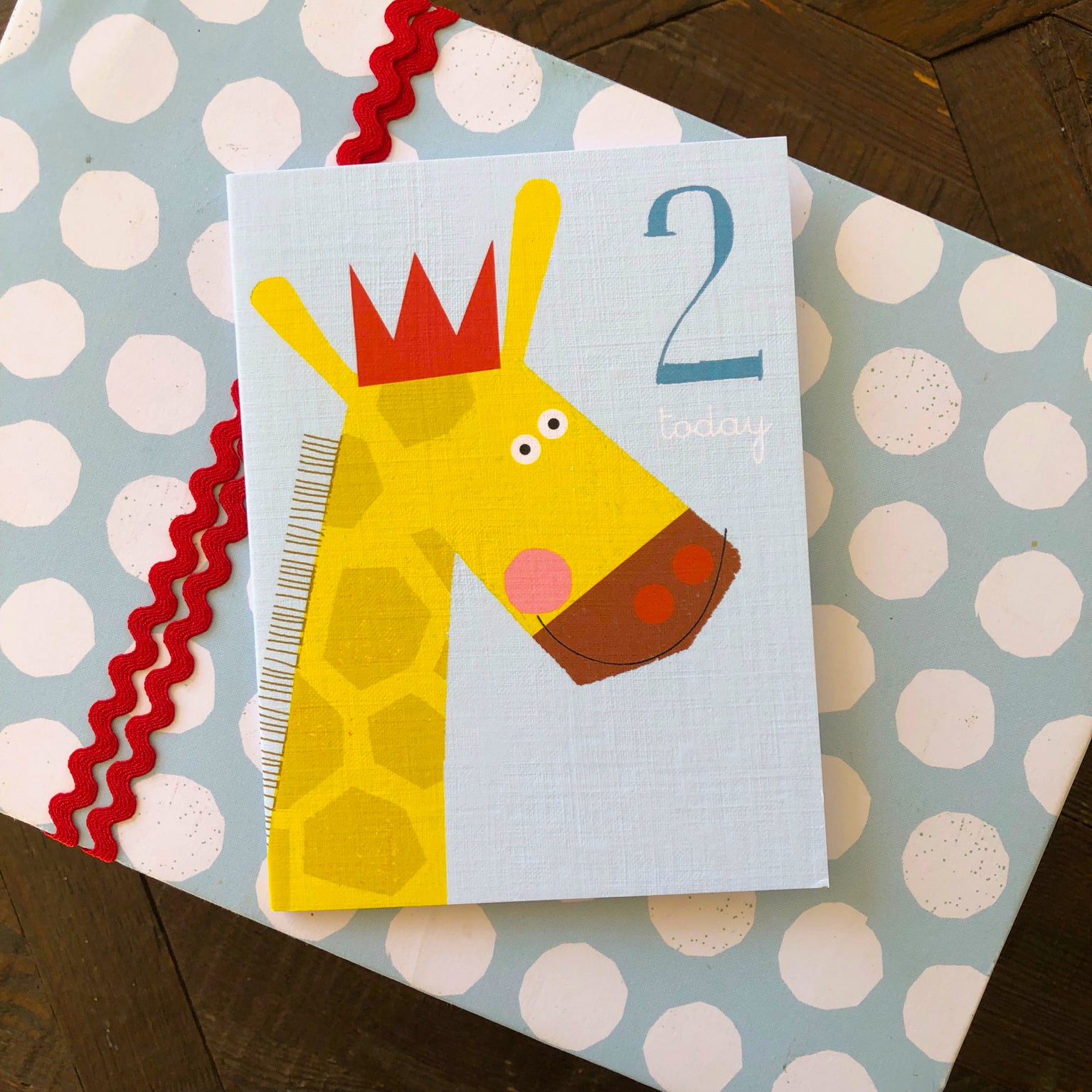 AW02 mini giraffe 2nd birthday card