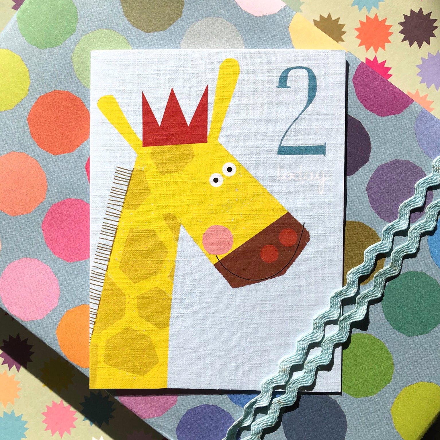 AW02 mini giraffe 2nd birthday card