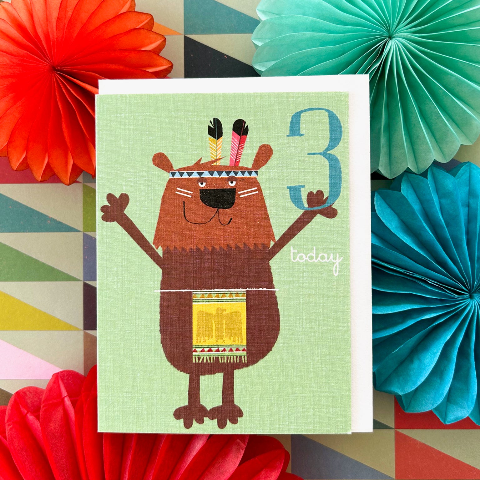 AW03 mini bear 3rd birthday card