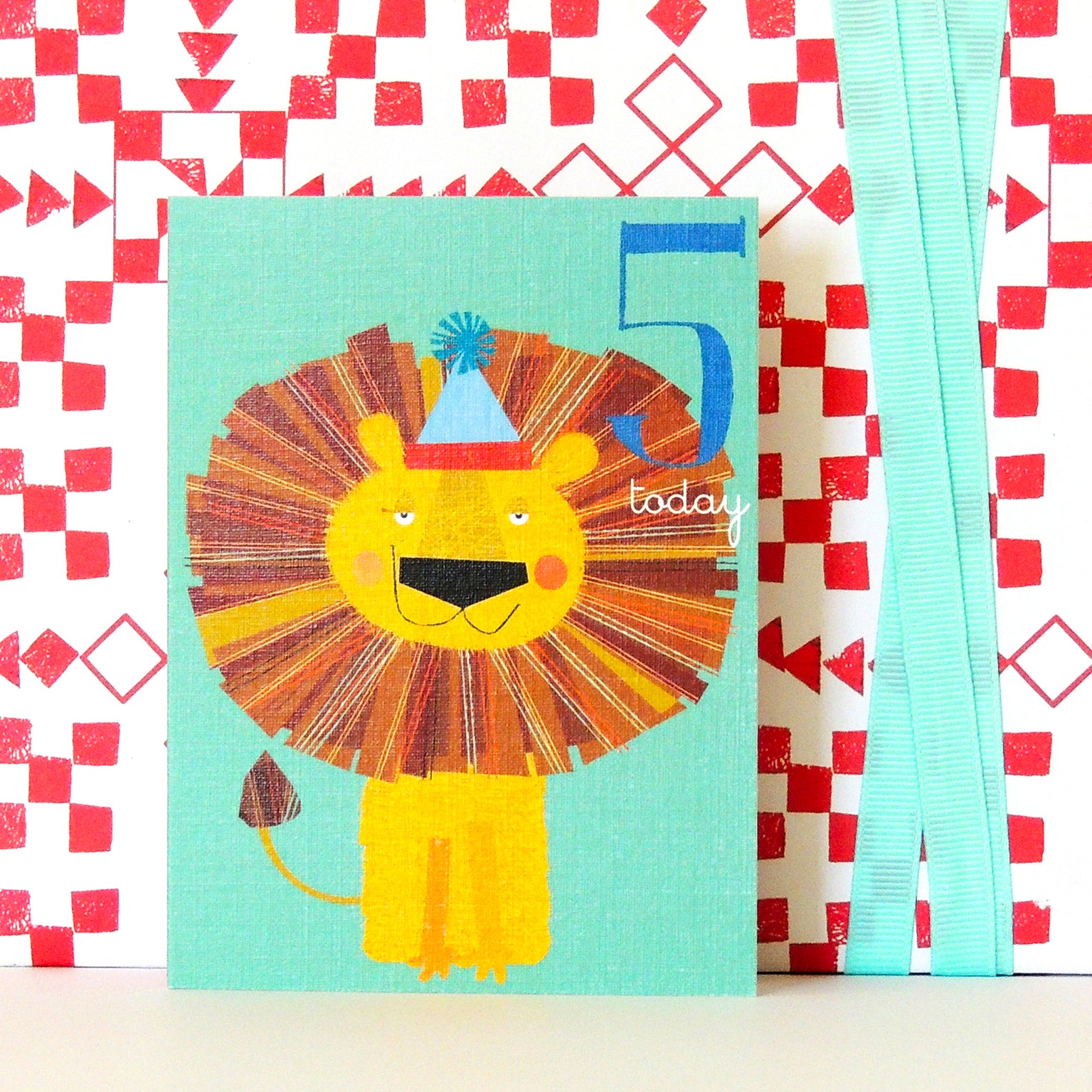 AW05 mini lion 5th birthday card