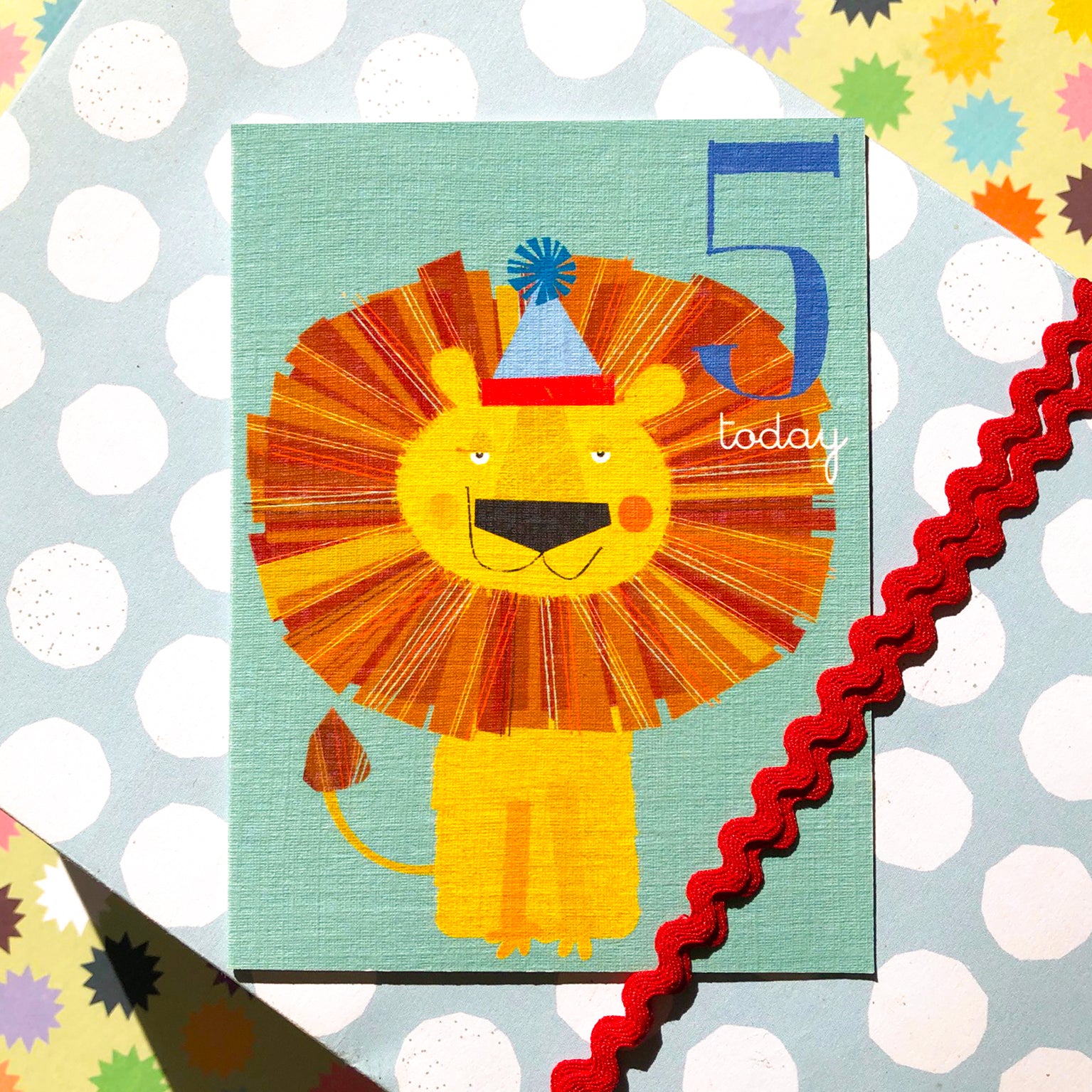 AW05 mini lion 5th birthday card