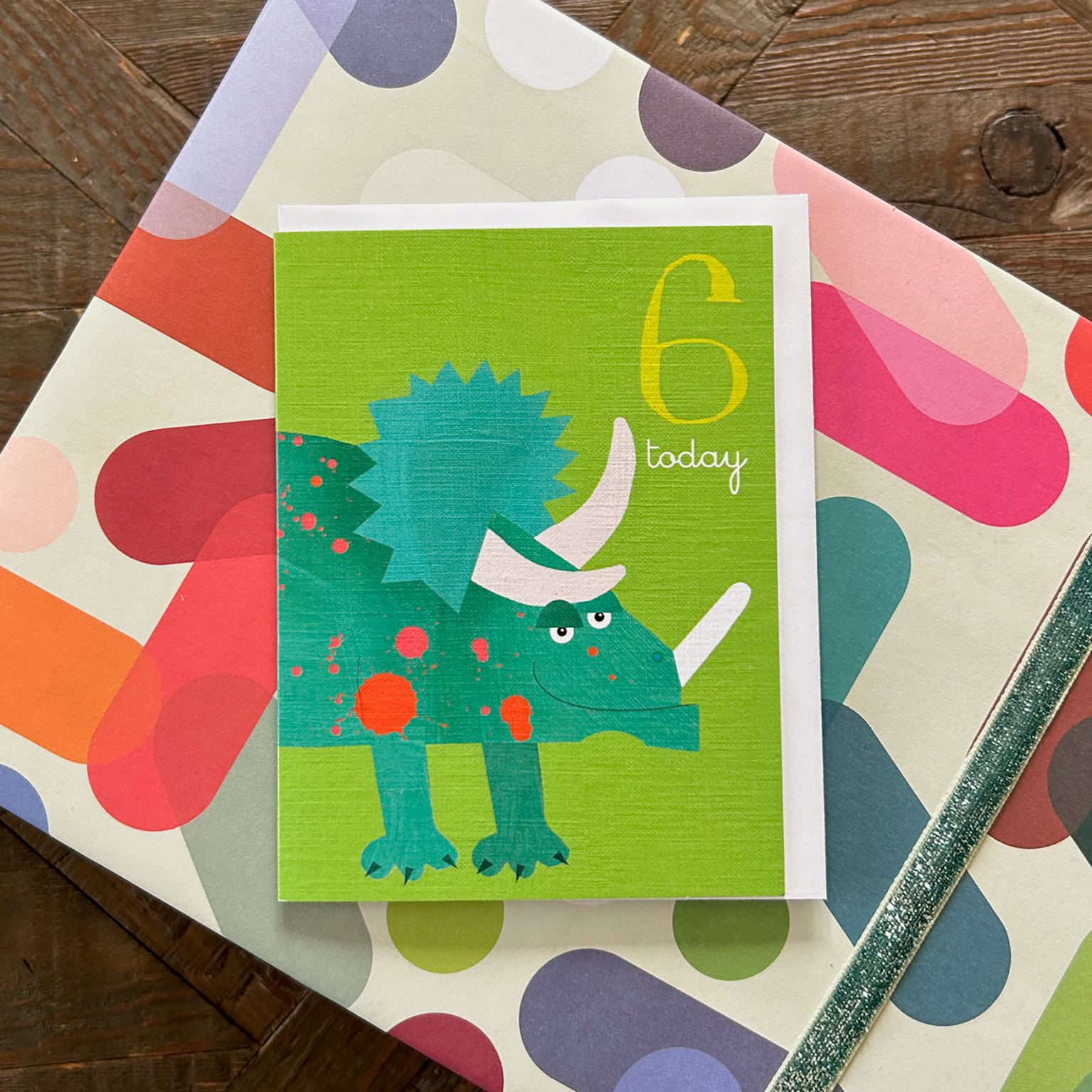 AW06 mini dinosaur 6th birthday card