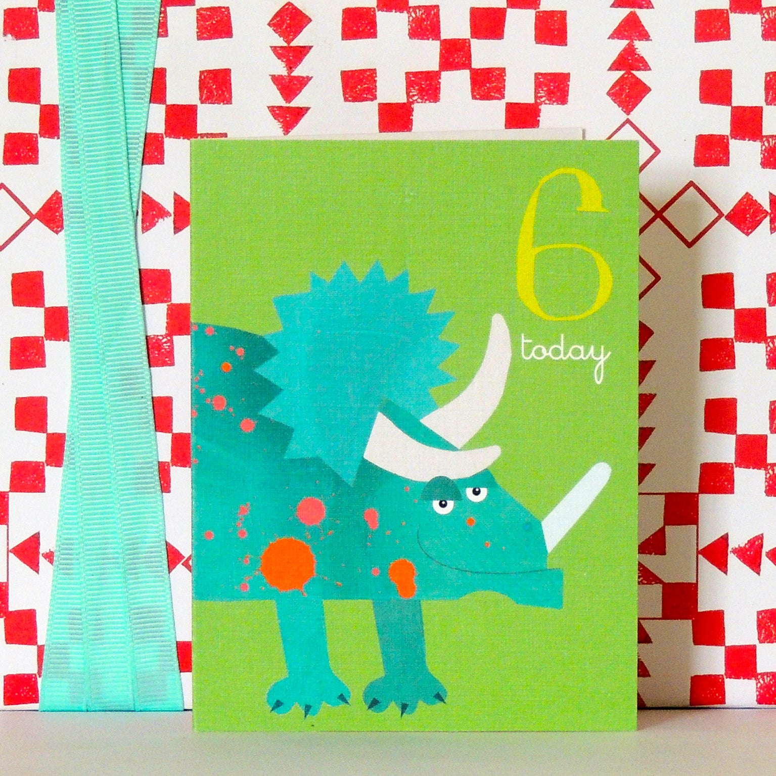 AW06 mini dinosaur 6th birthday card