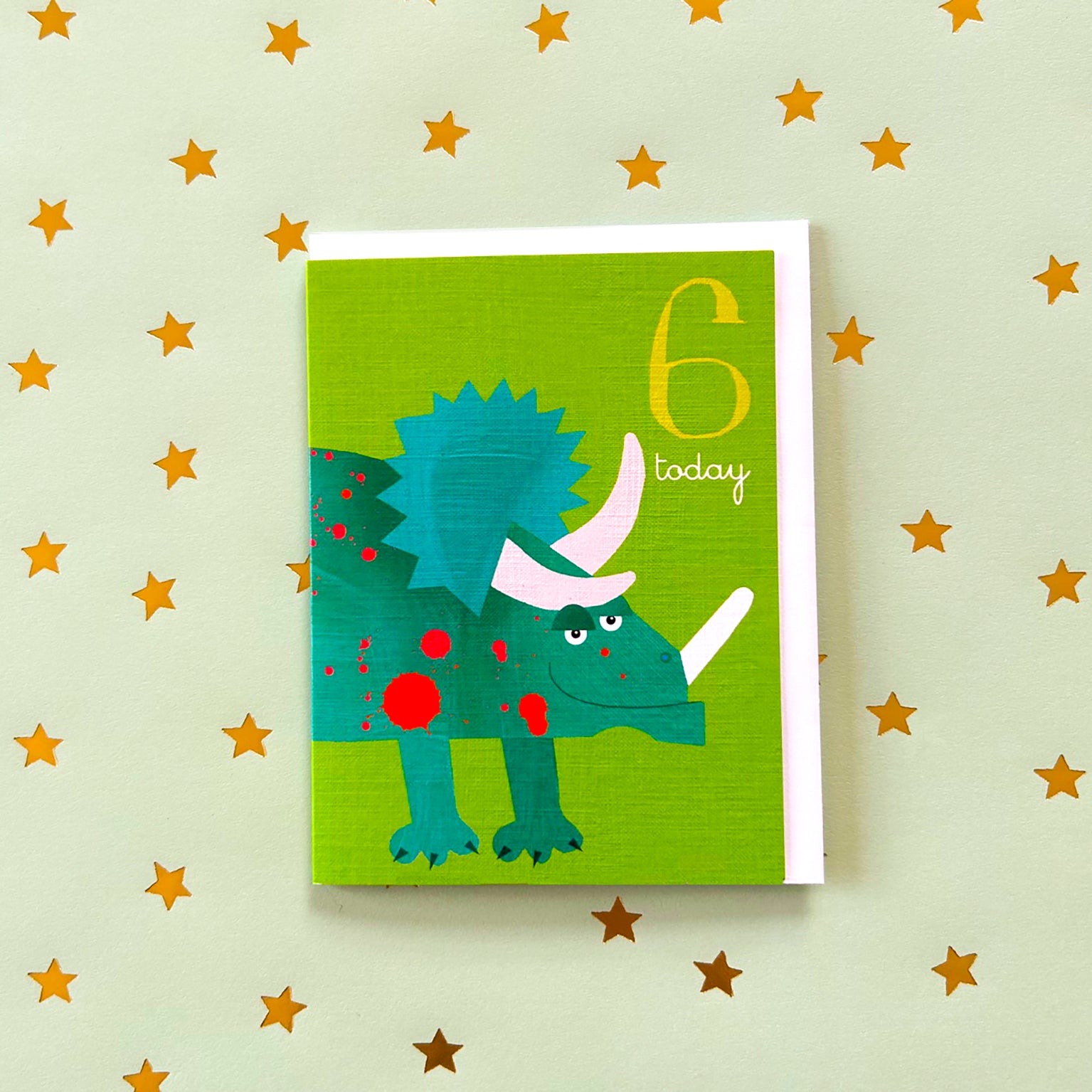 AW06 mini dinosaur 6th birthday card