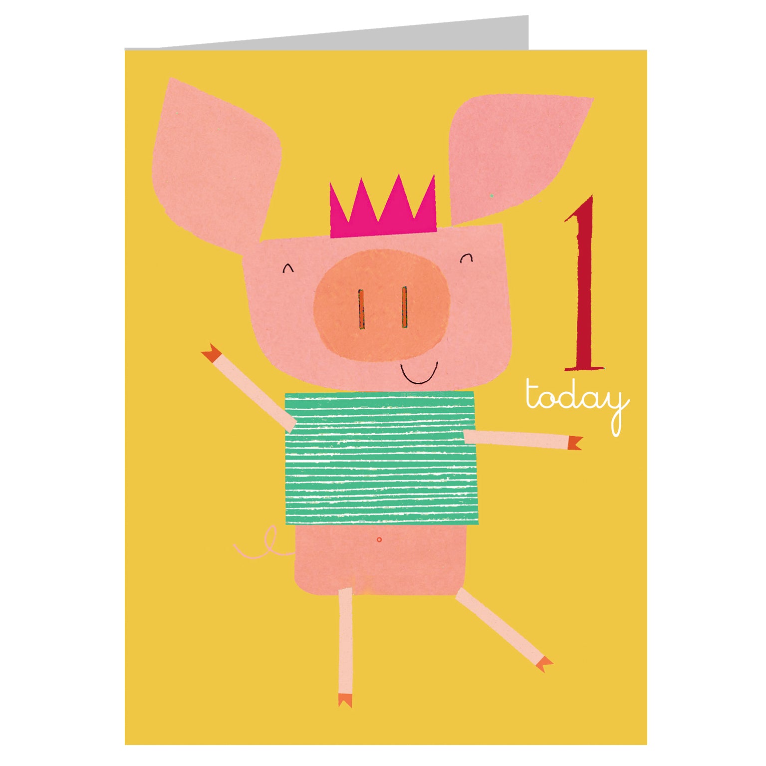 AW07 mini piglet 1st birthday card