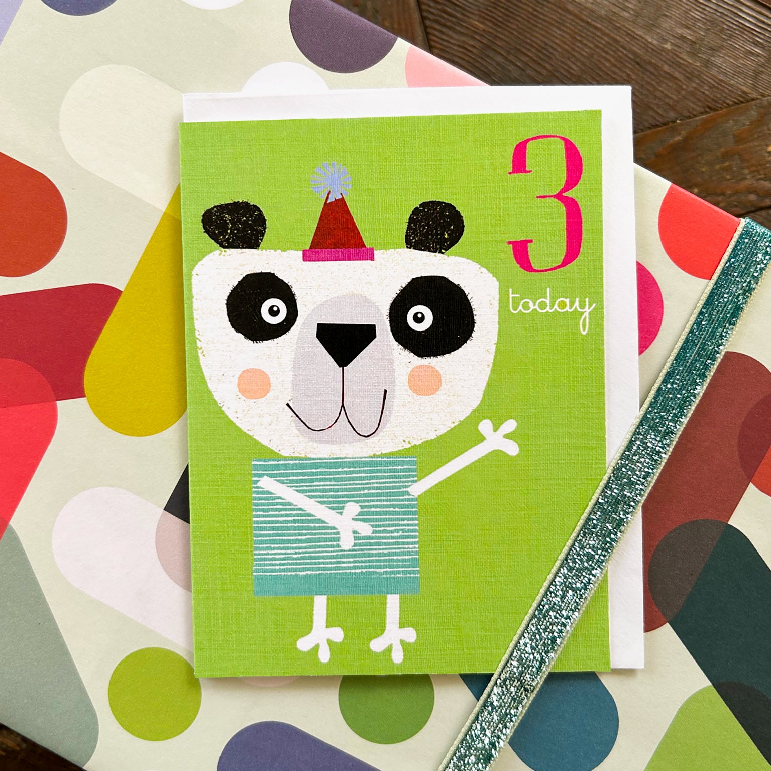 AW09 mini panda 3rd birthday card