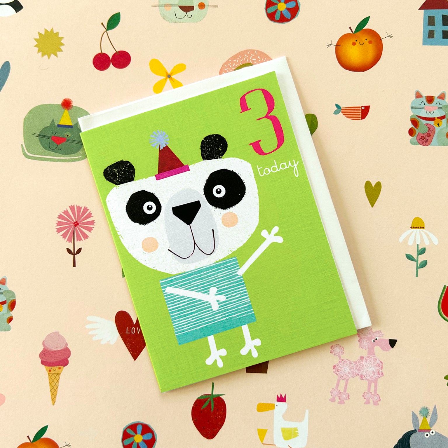 AW09 mini panda 3rd birthday card