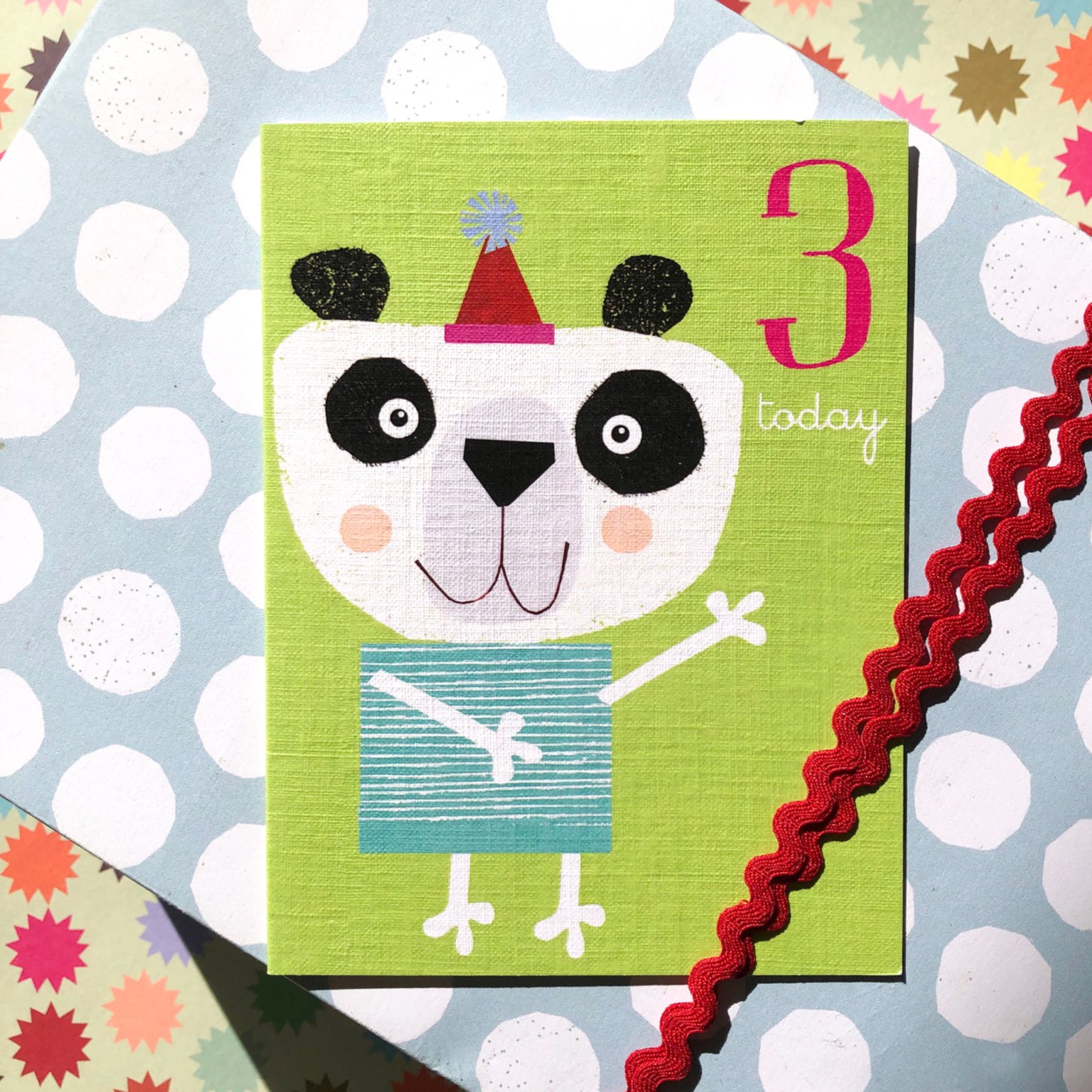 AW09 mini panda 3rd birthday card