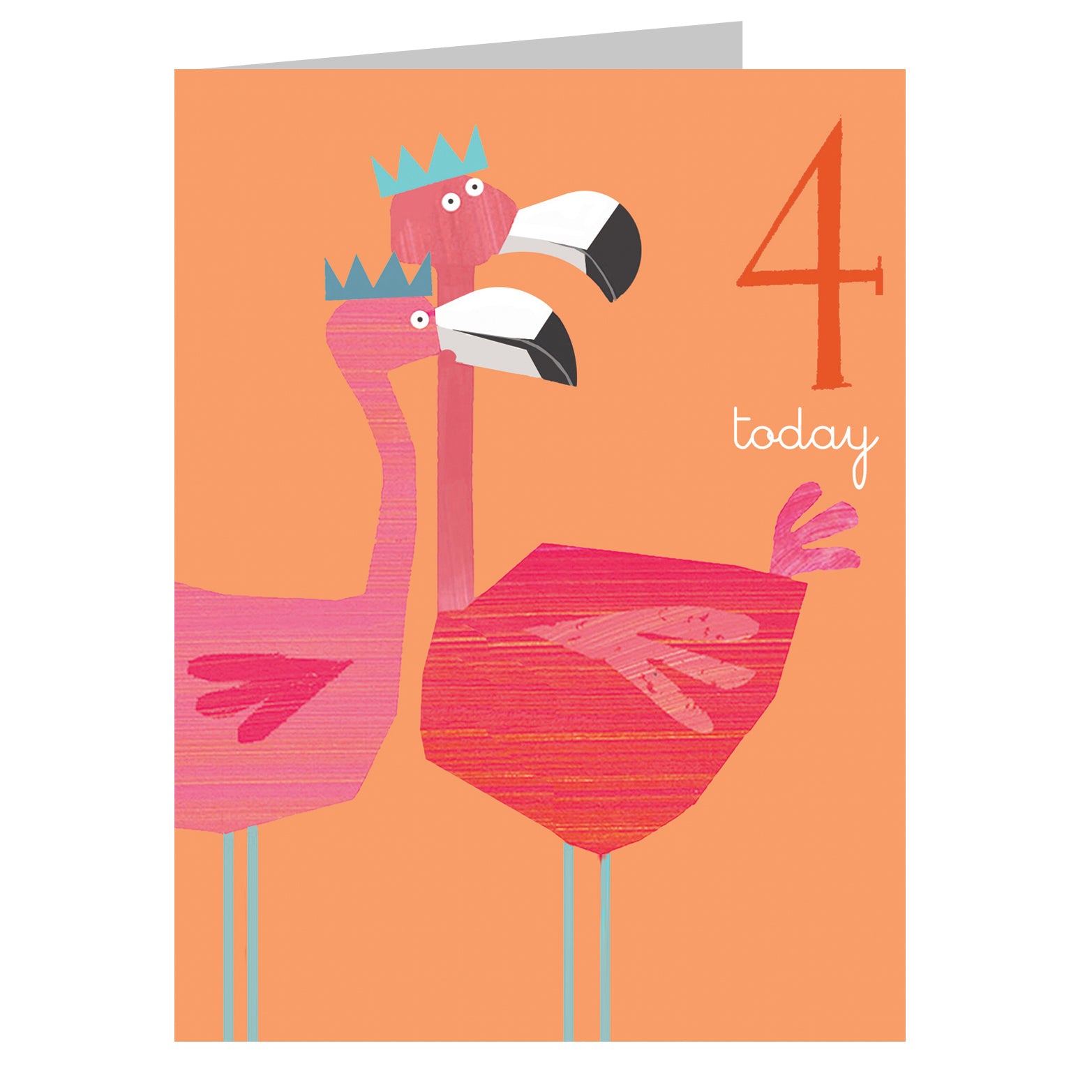 AW10 mini flamingos 4th birthday card