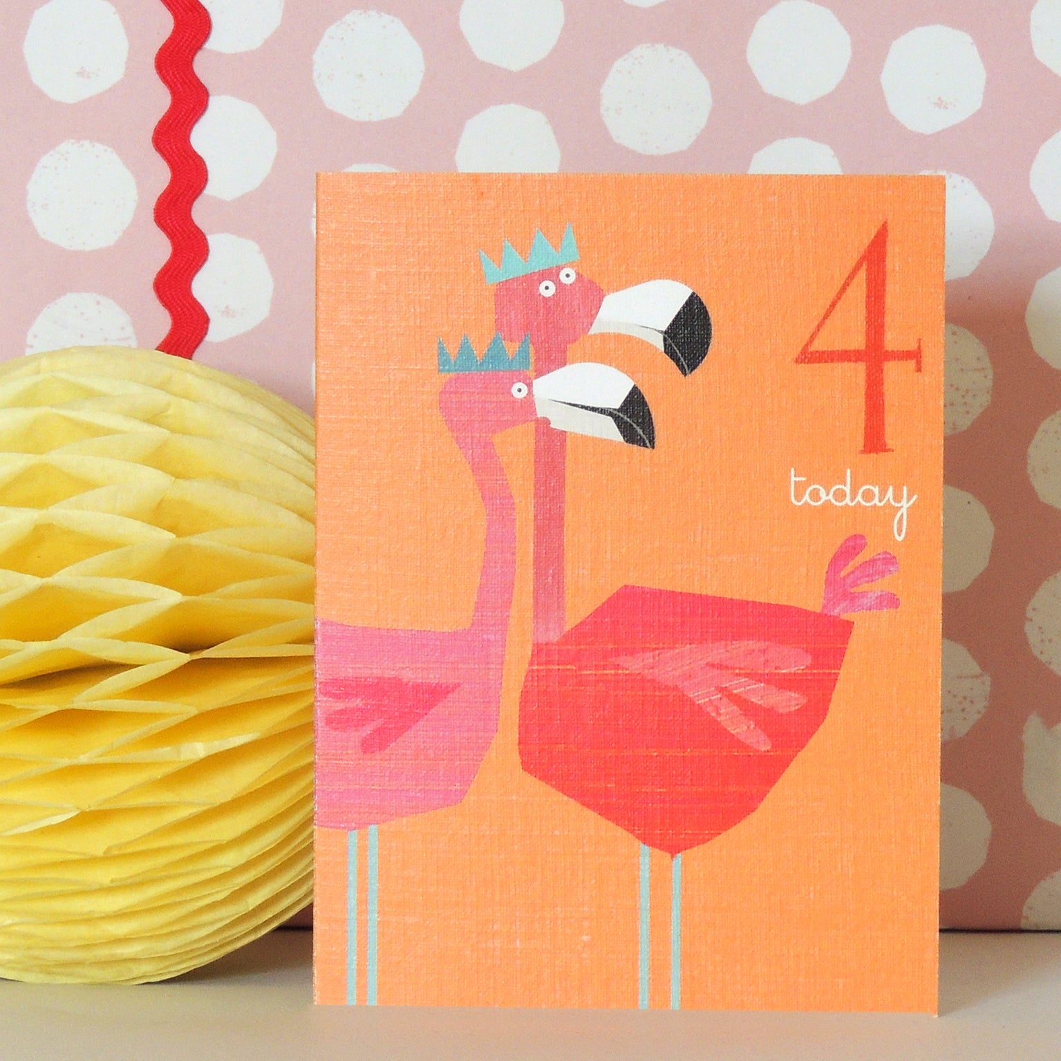 AW10 mini flamingos 4th birthday card