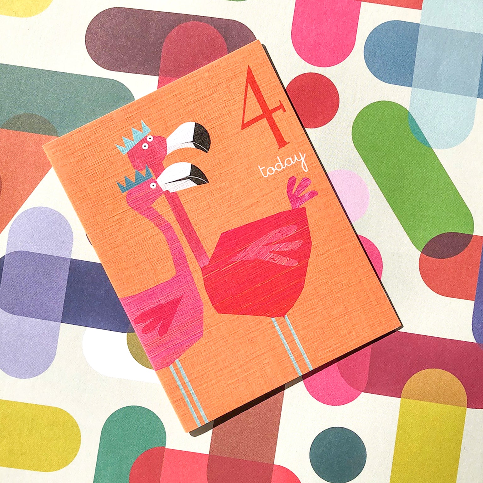 AW10 mini flamingos 4th birthday card