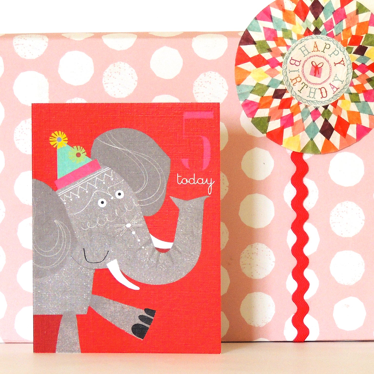 AW11 mini elephant 5th birthday card