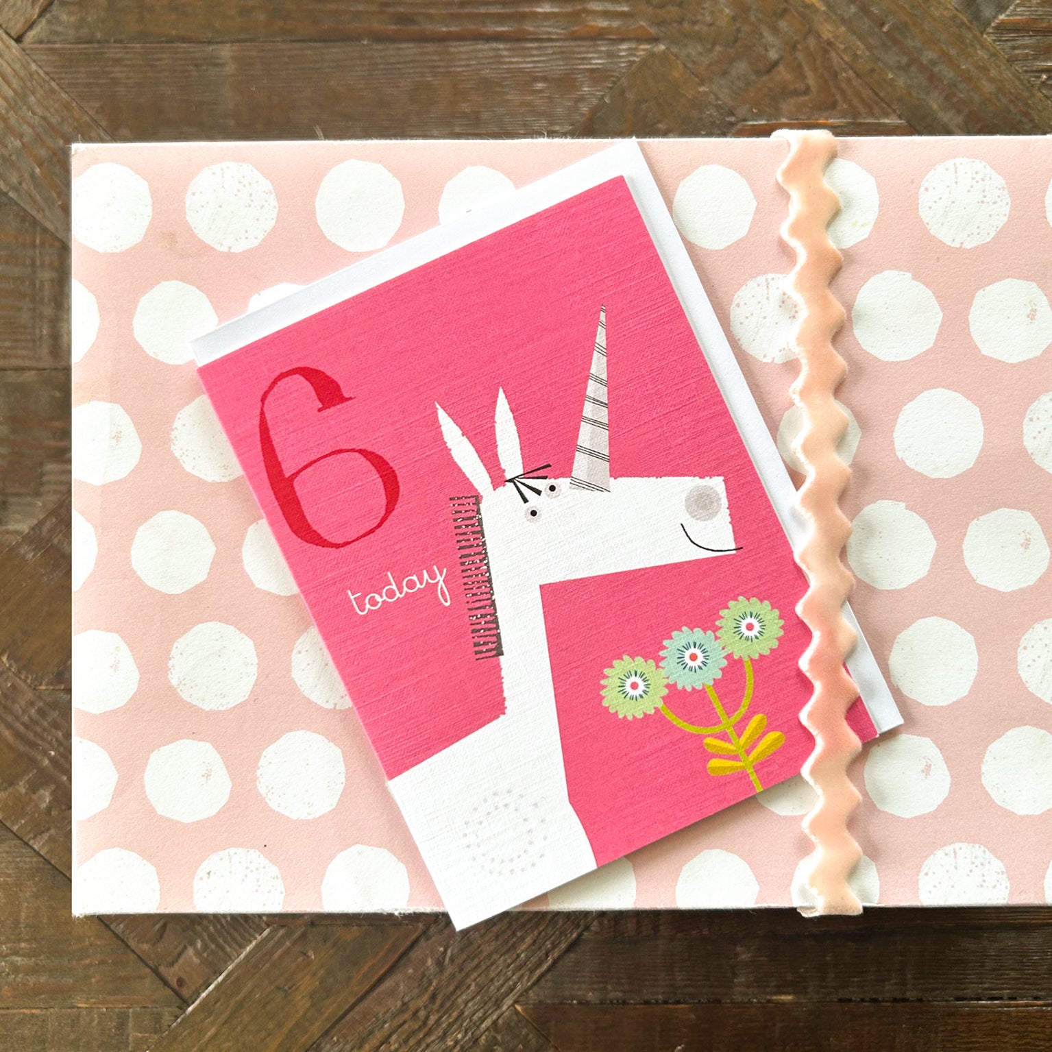 AW12 mini unicorn 6th birthday card