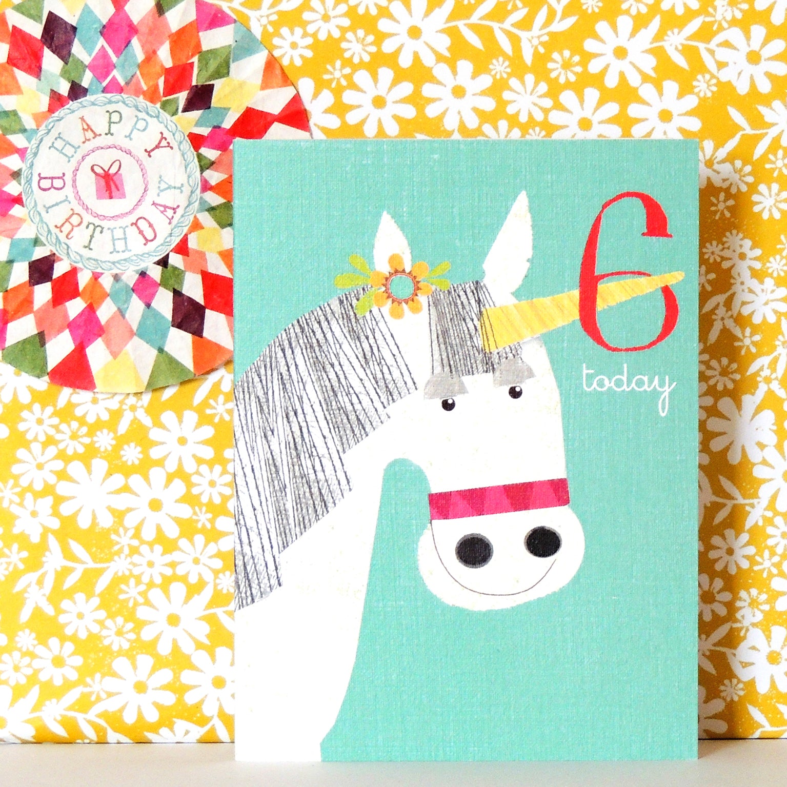 AW12 mini unicorn 6th birthday card