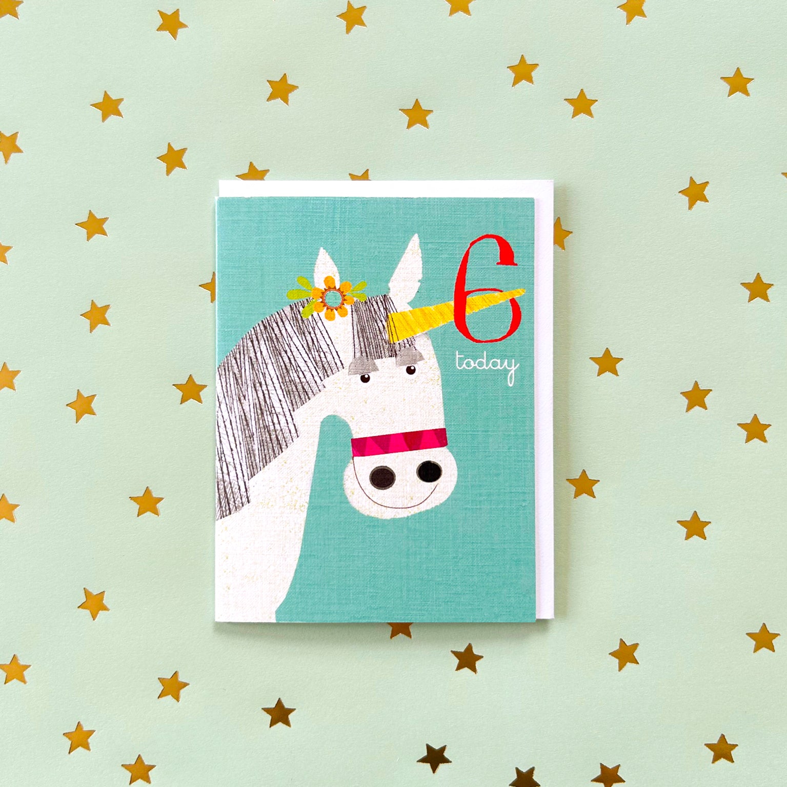 AW12 mini unicorn 6th birthday card