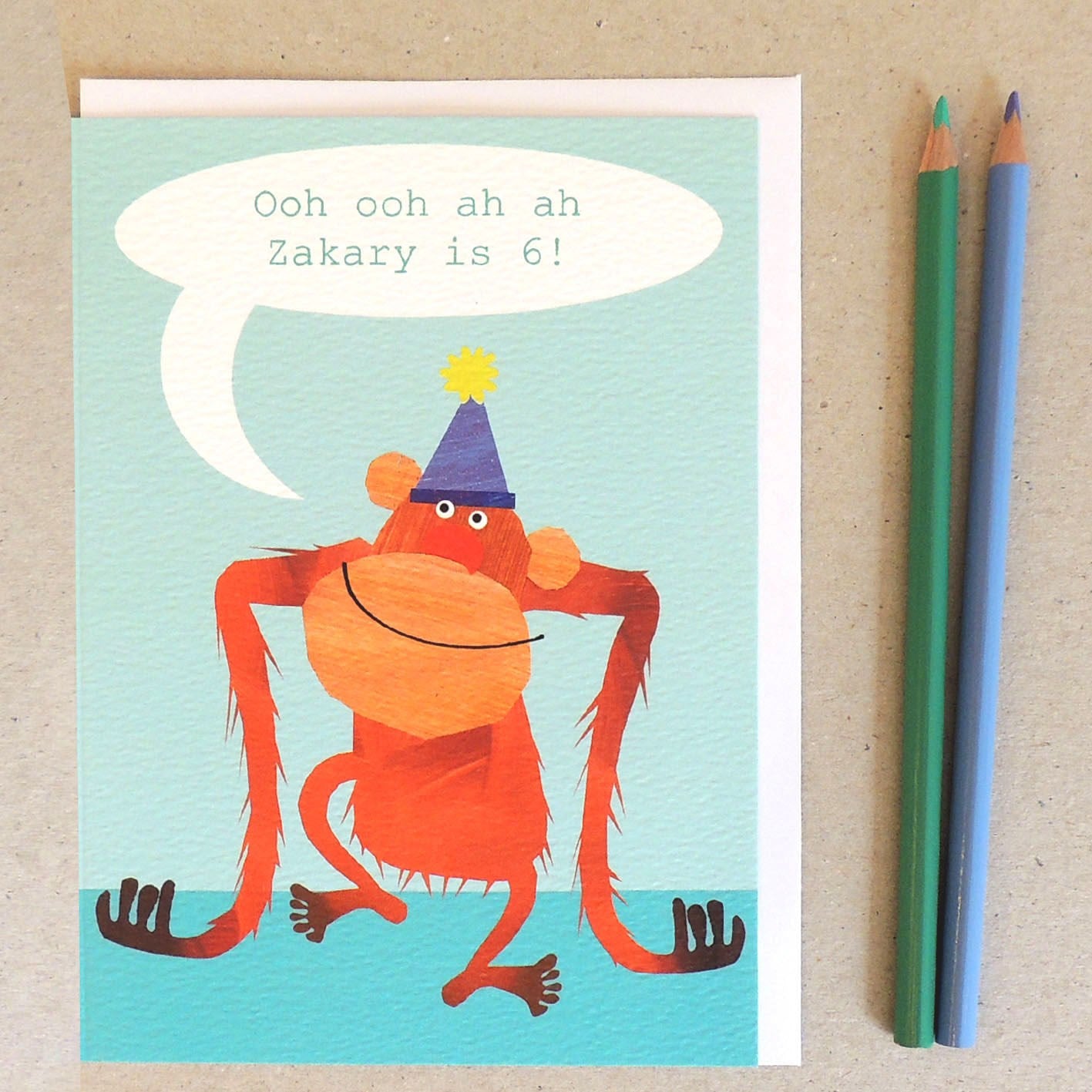 BB01 personalised orangutan greetings card