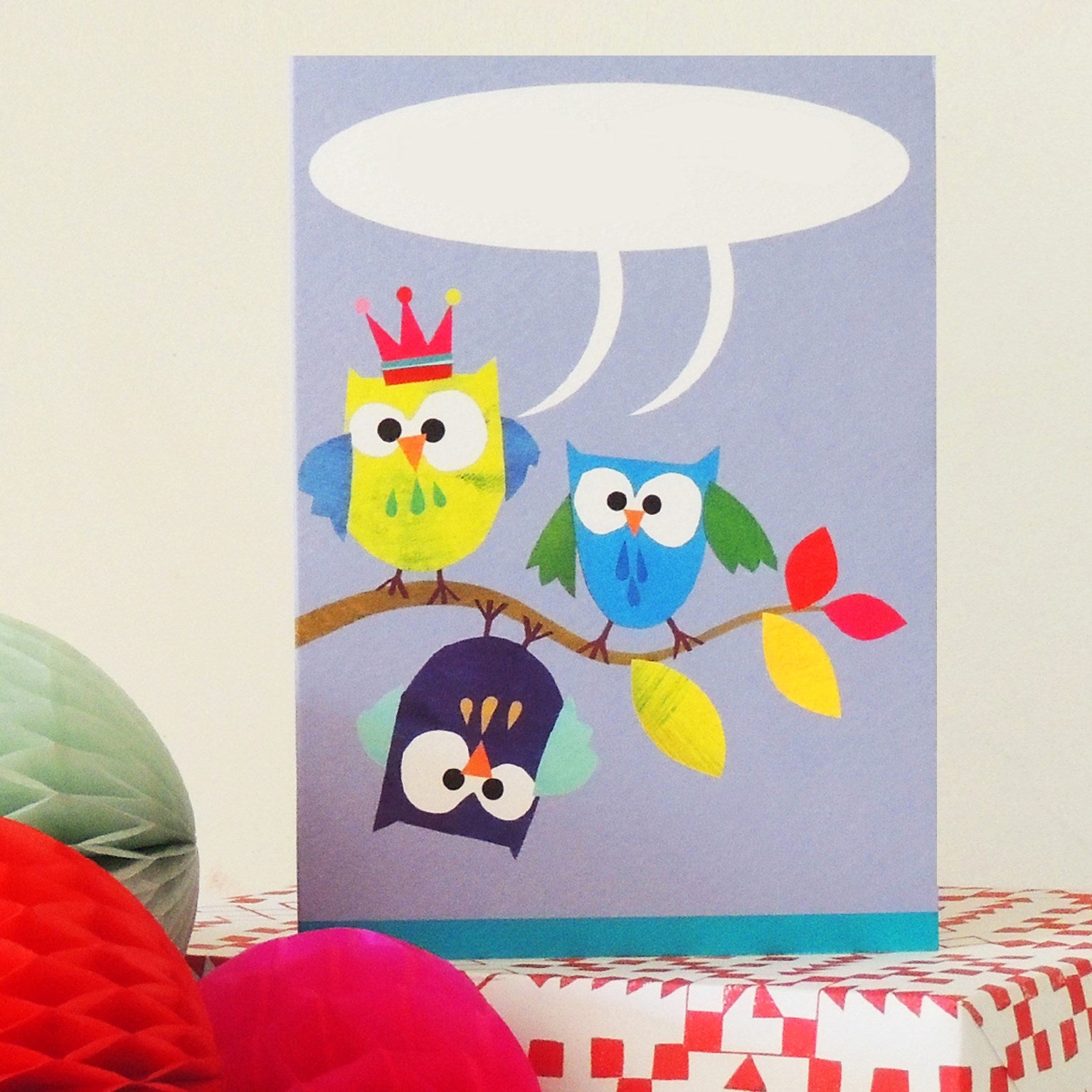 BB08 personalised owls greetings card
