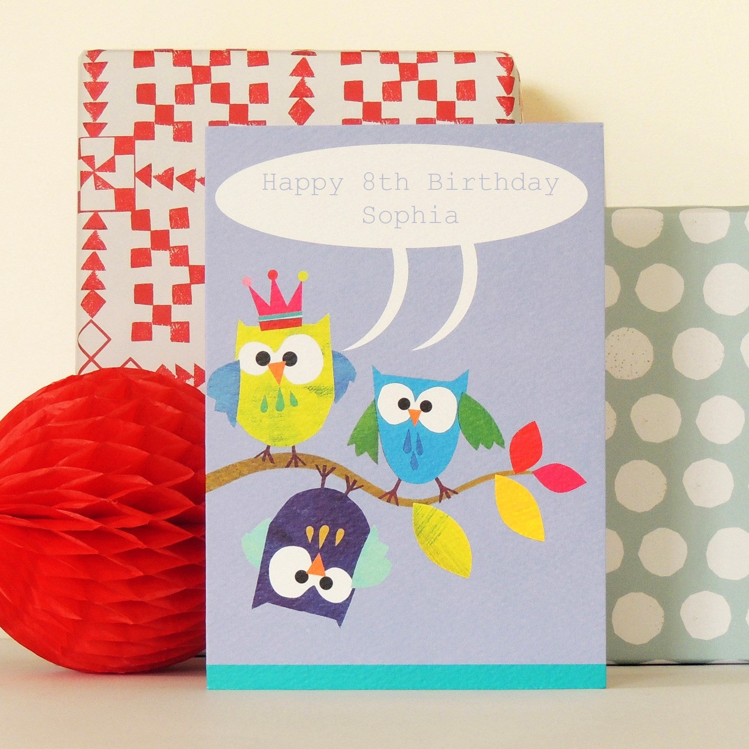 BB08 personalised owls greetings card