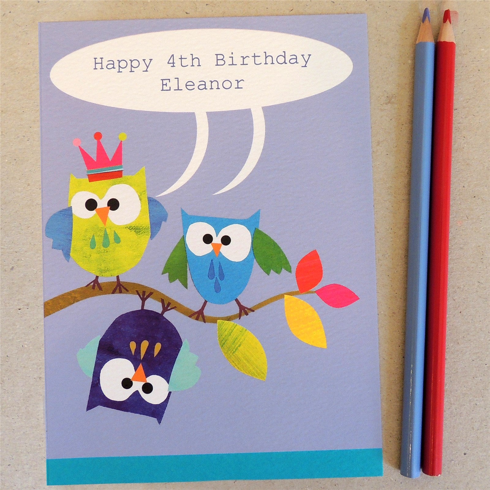 BB08 personalised owls greetings card
