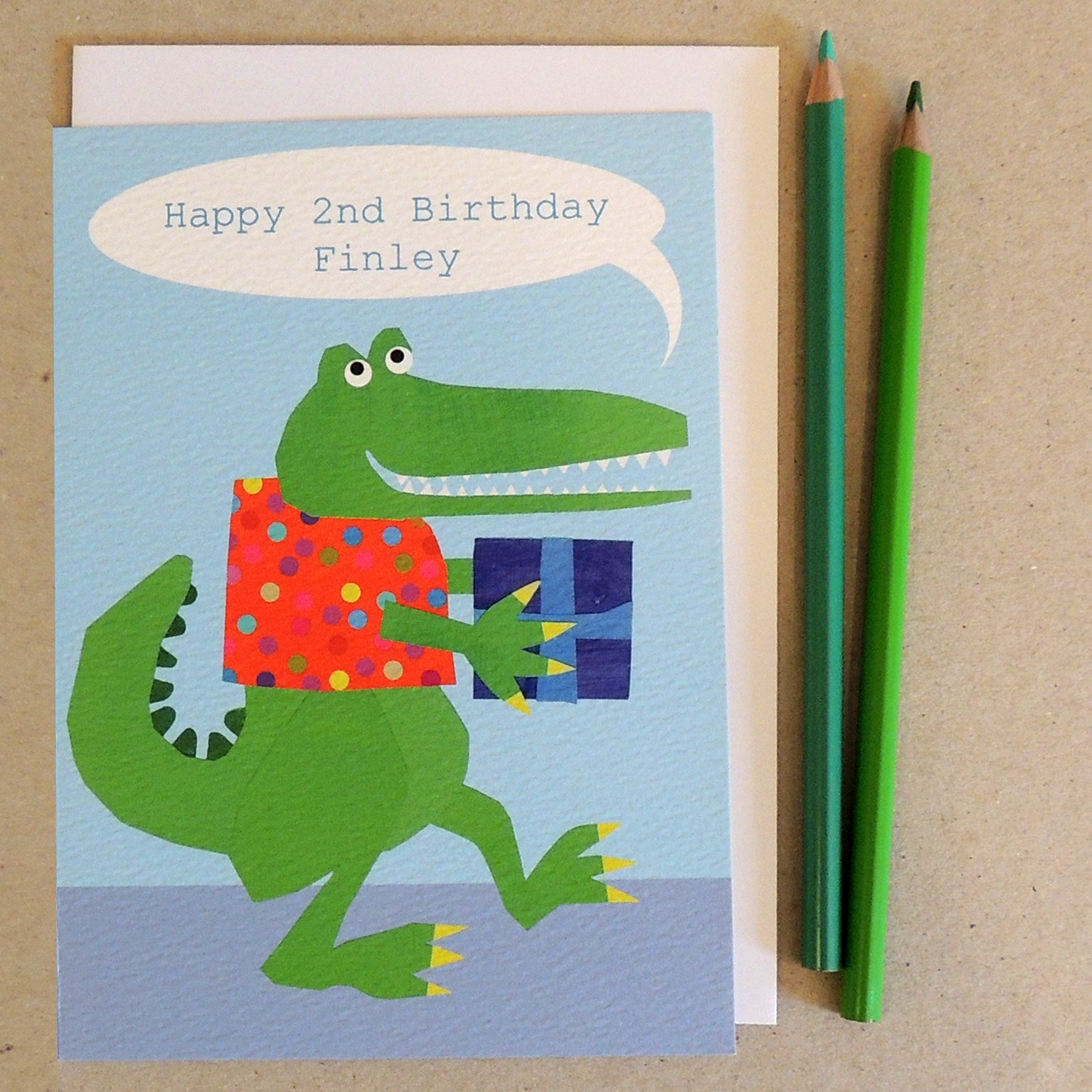 BB11 personalised crocodile greetings card