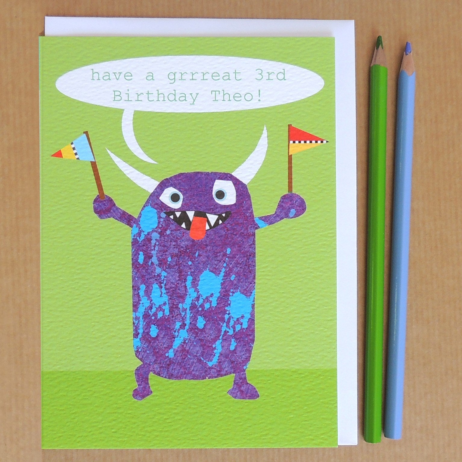BB18 personalised monster greetings card