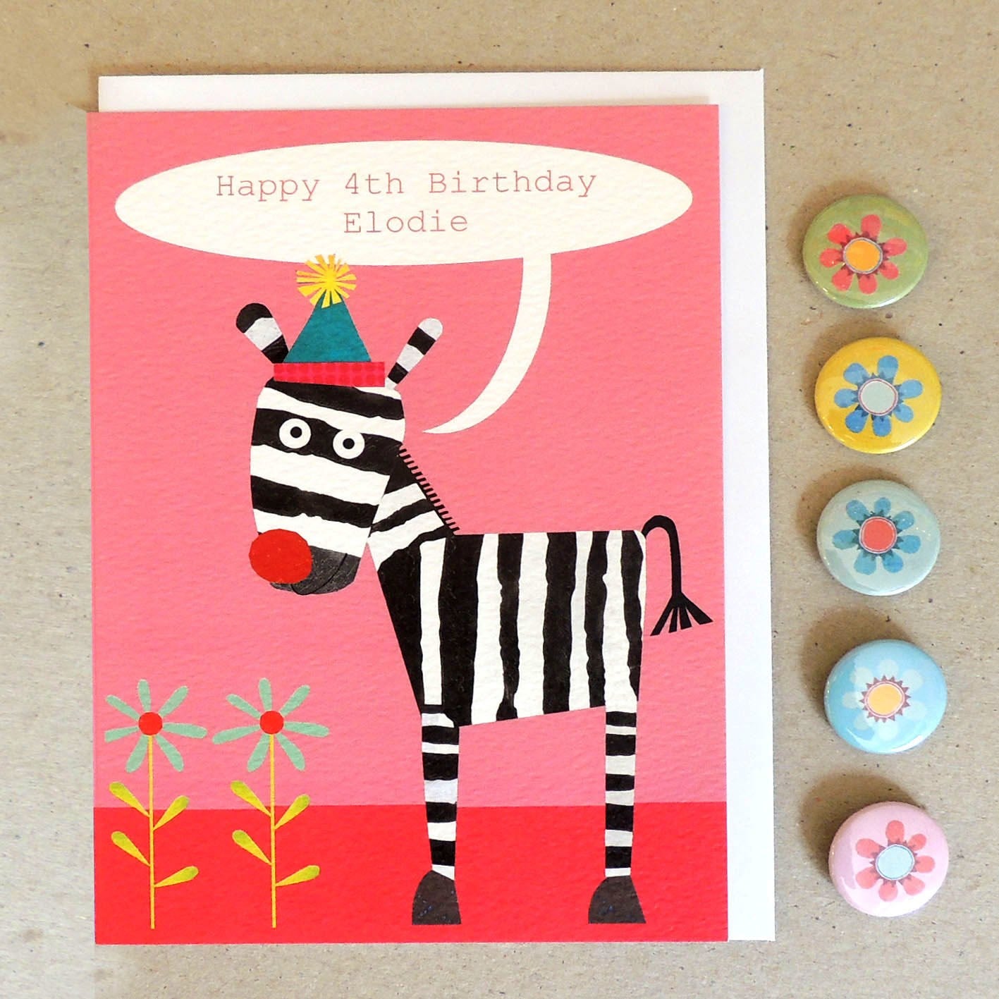 BB23 personalised zebra greetings card