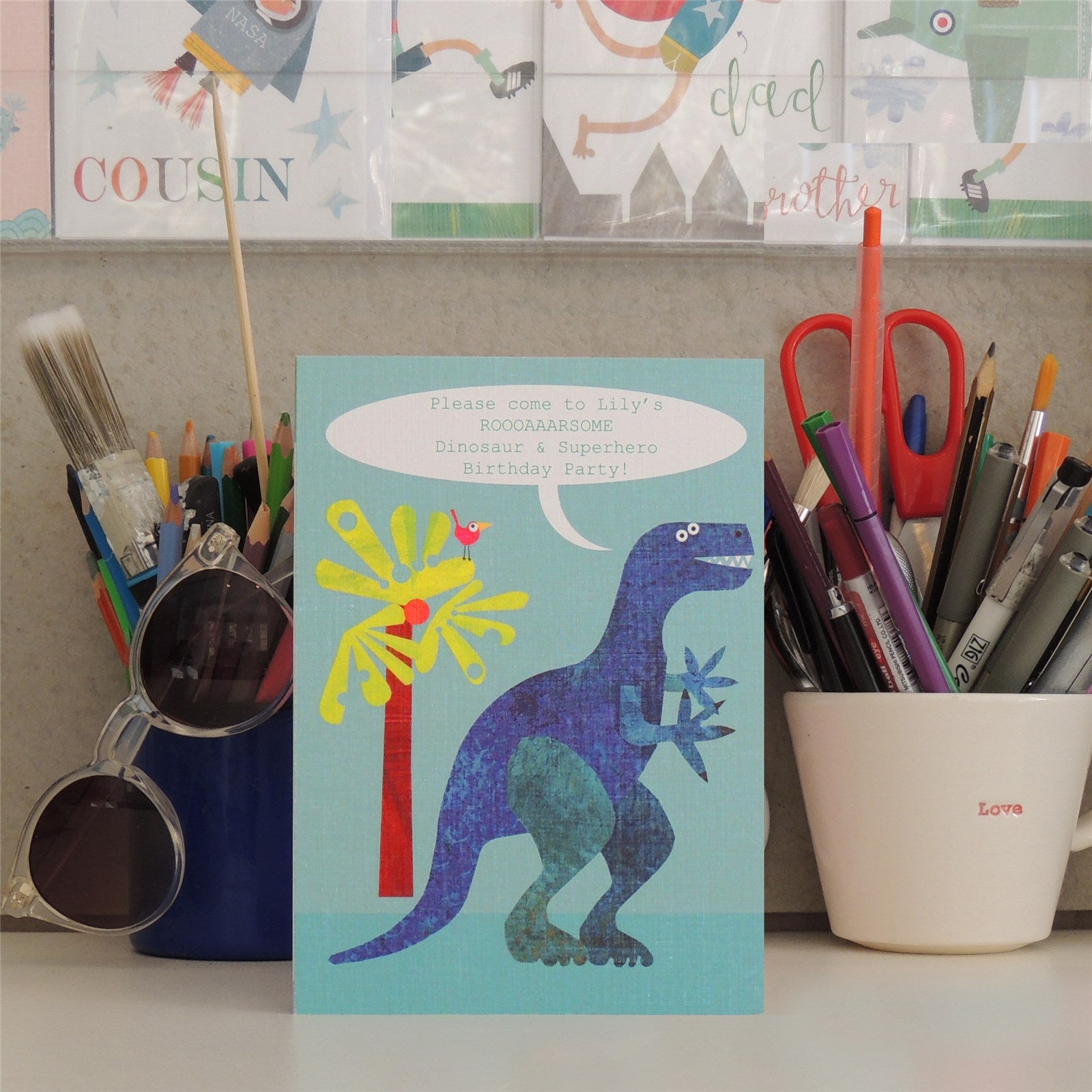 BB28 personalised dinosaur greetings card