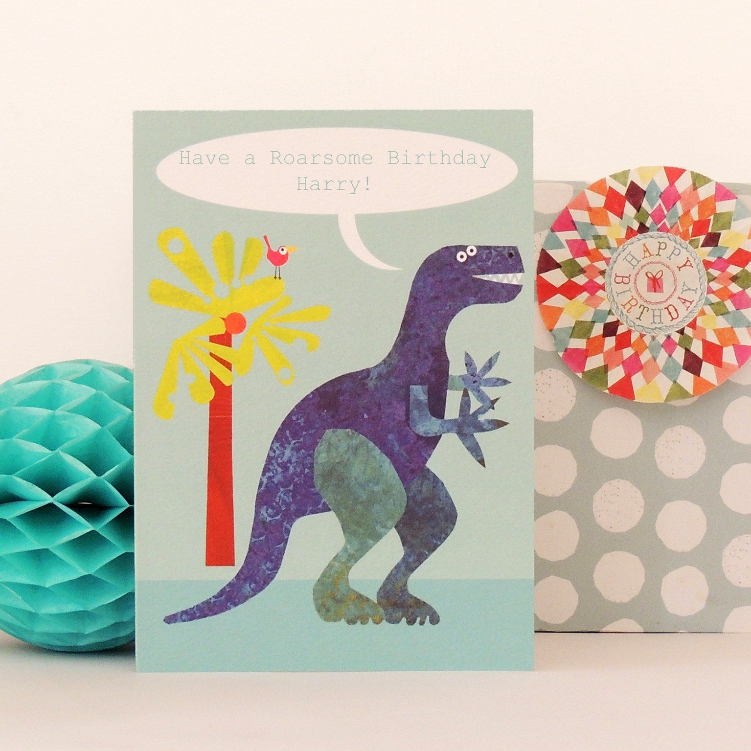 BB28 personalised dinosaur greetings card