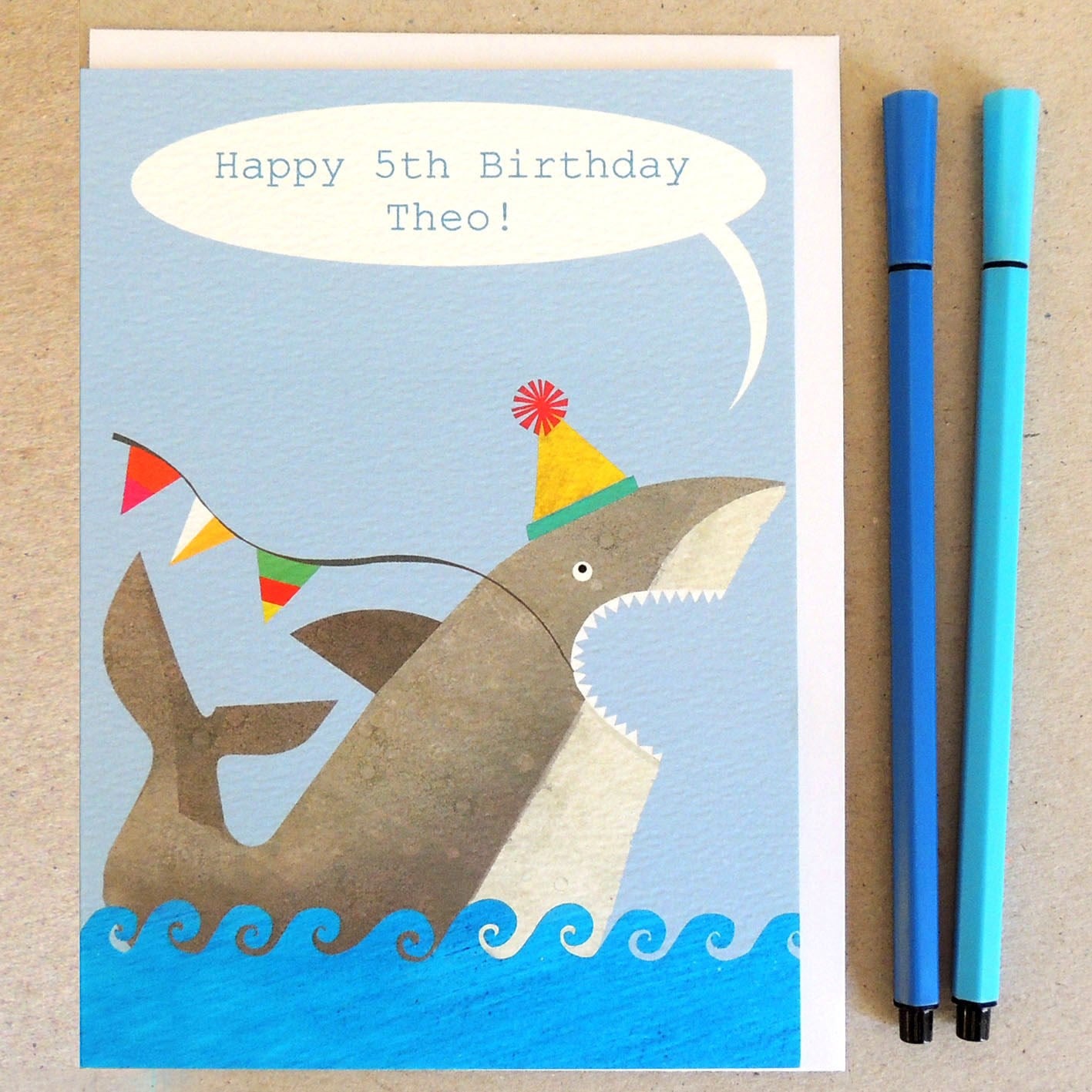 BB30 personalised shark greetings card