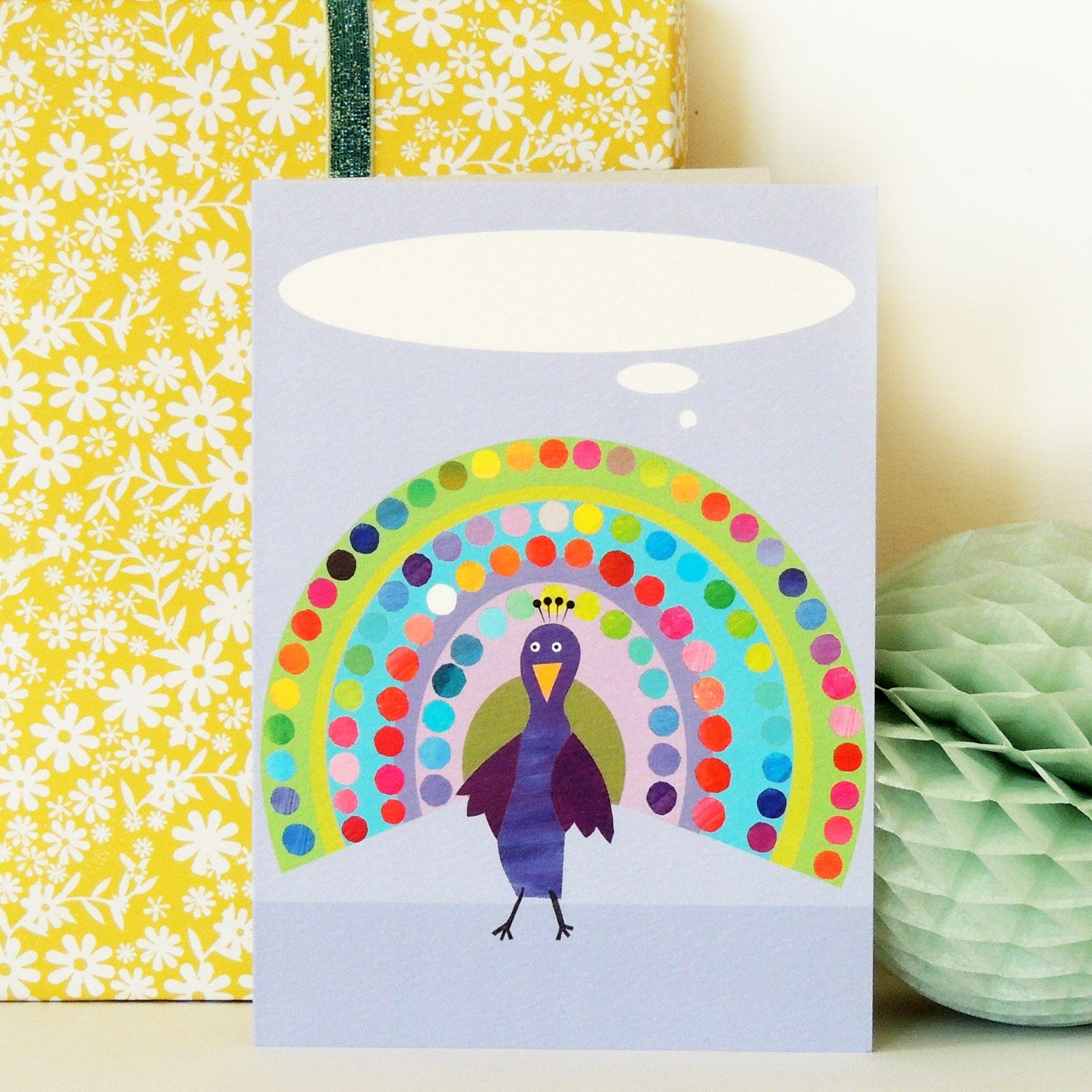 BB32 personalised peacock greetings card