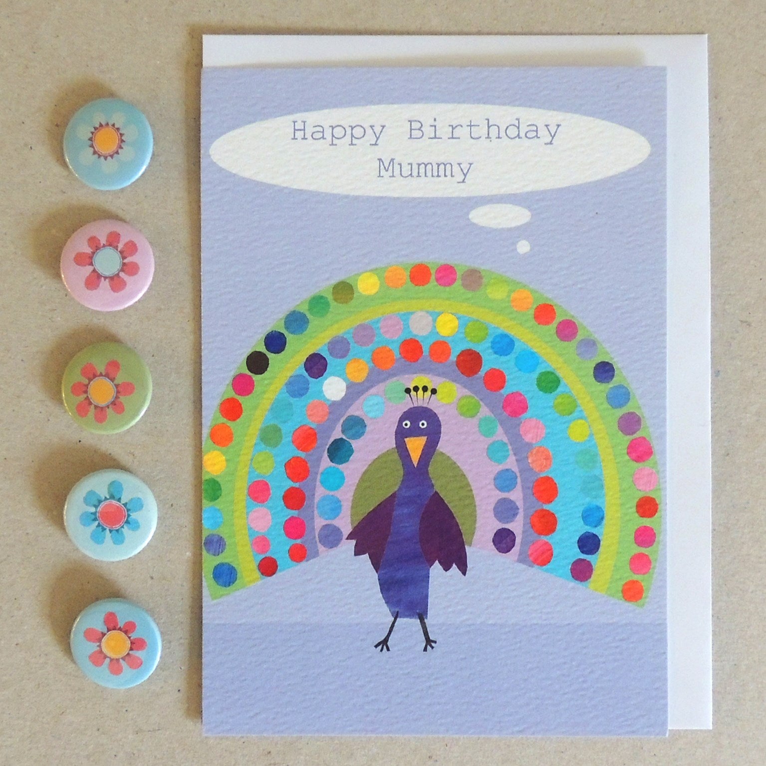 BB32 personalised peacock greetings card