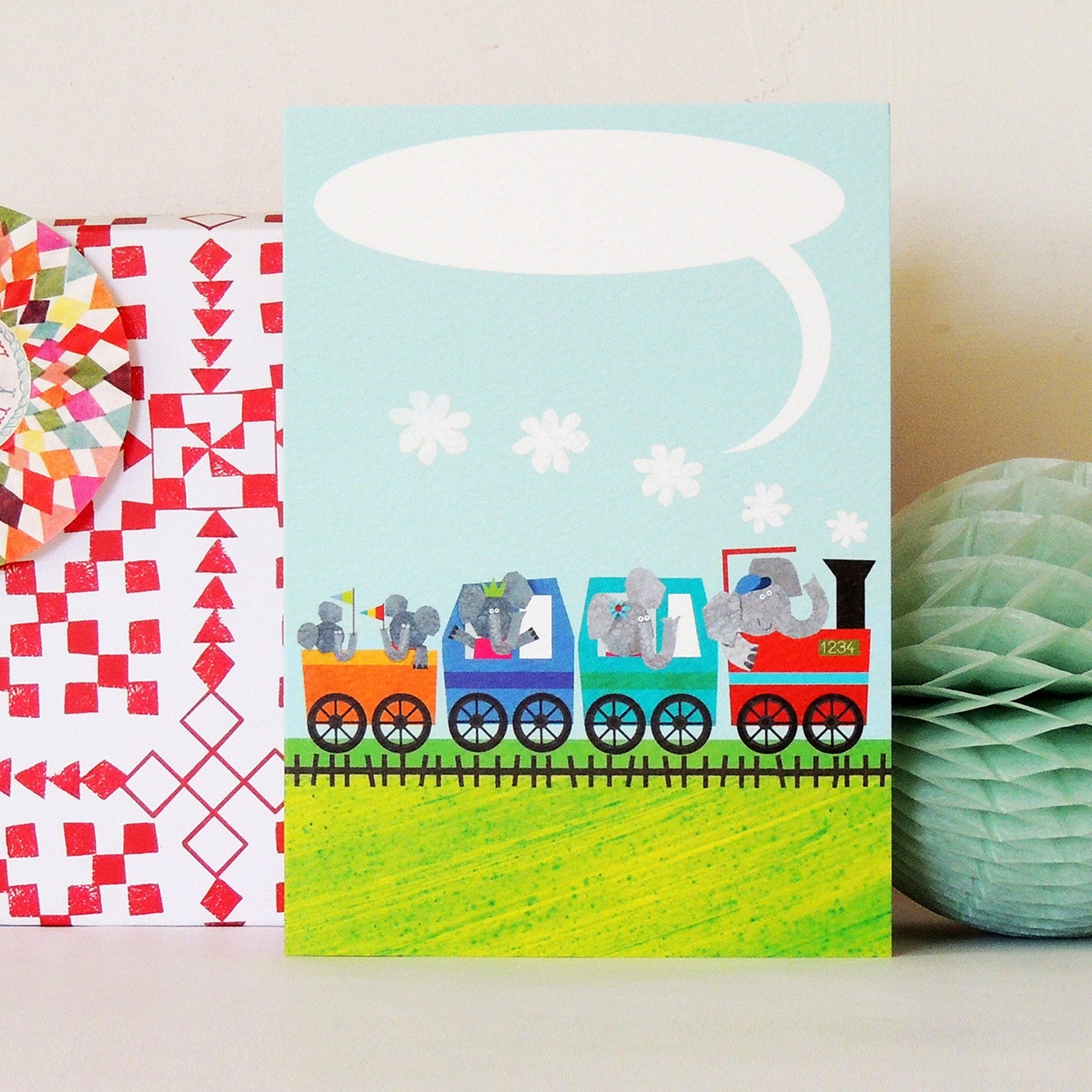 BB42 personalised elephant train card