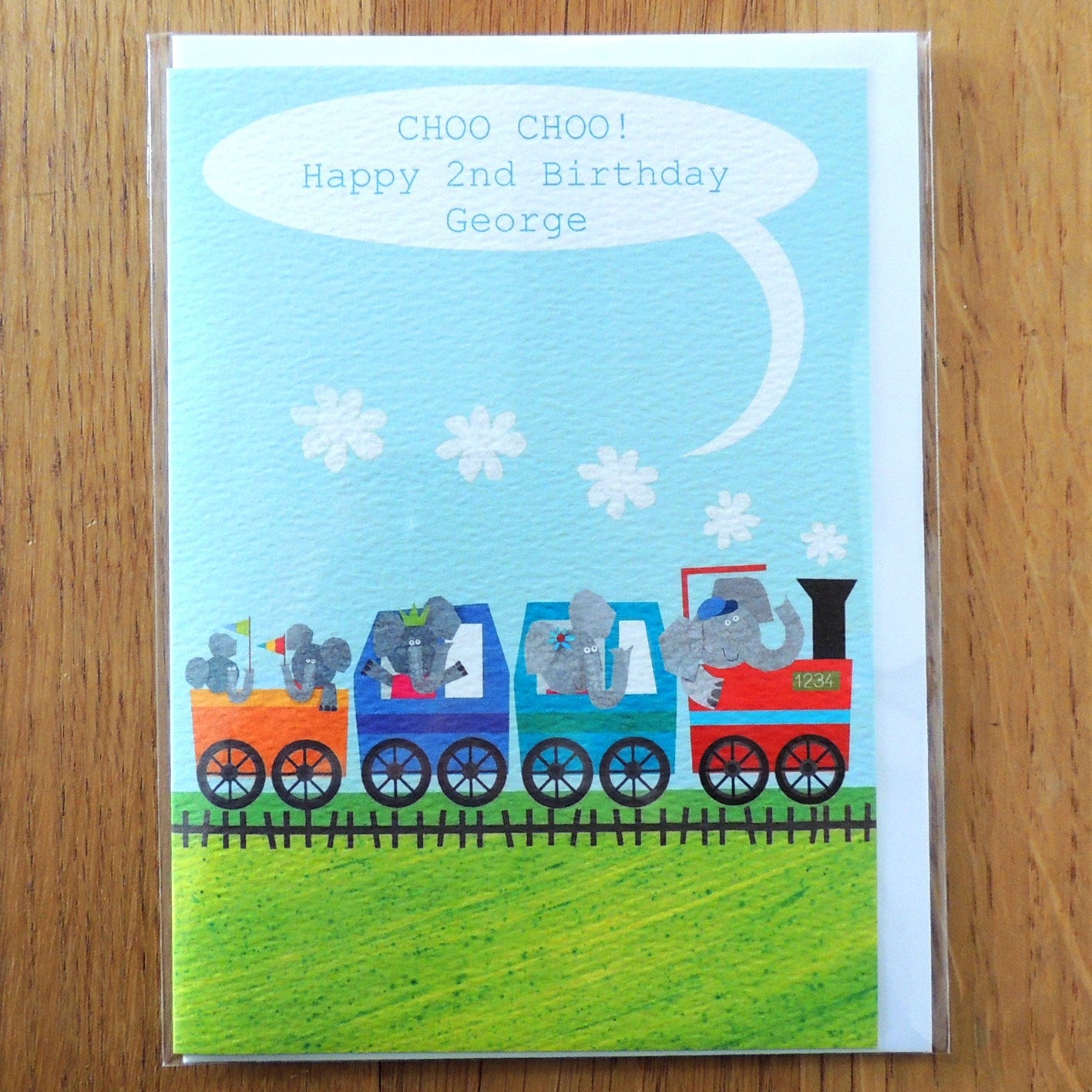 BB42 personalised elephant train card