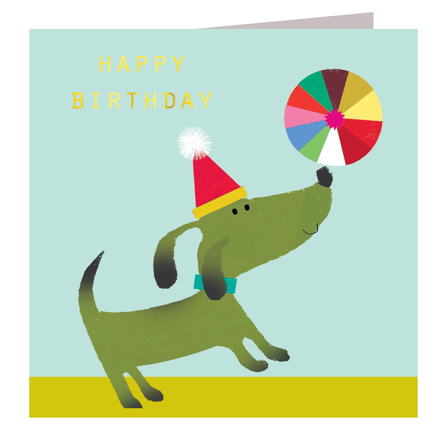 BDG01 gold foiled dog & ball birthday card
