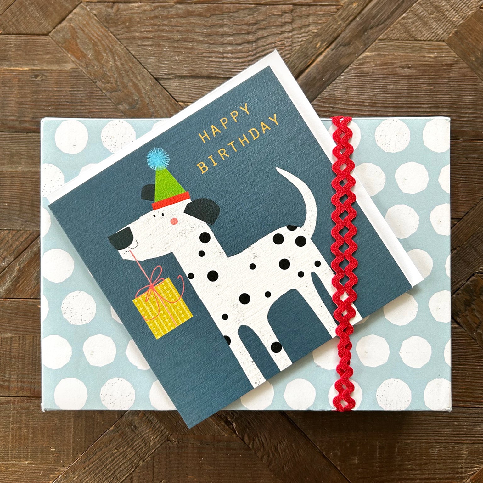 BDG02 gold foiled dalmatian birthday card