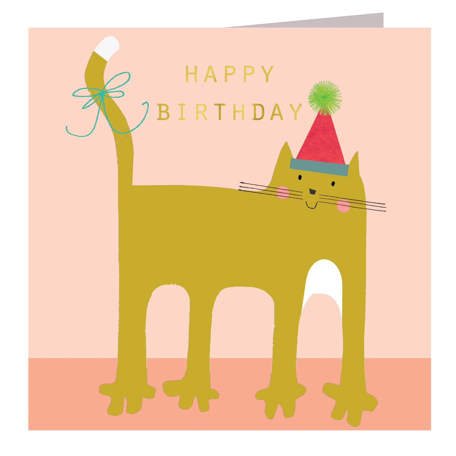 BDG03 gold foiled cat birthday card
