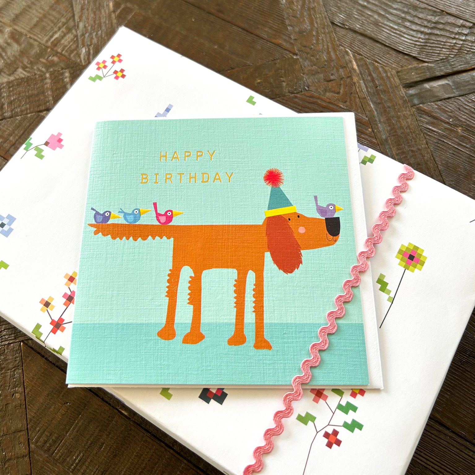 BDG05 gold foiled setter birthday card