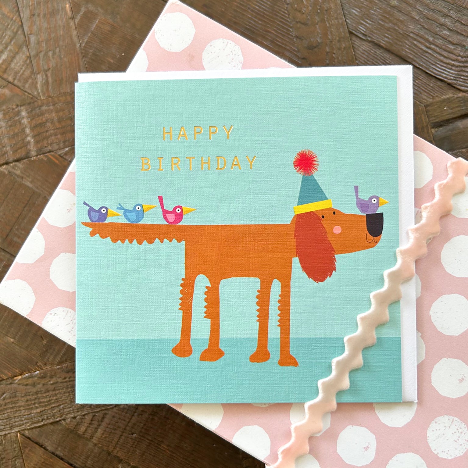 BDG05 gold foiled setter birthday card