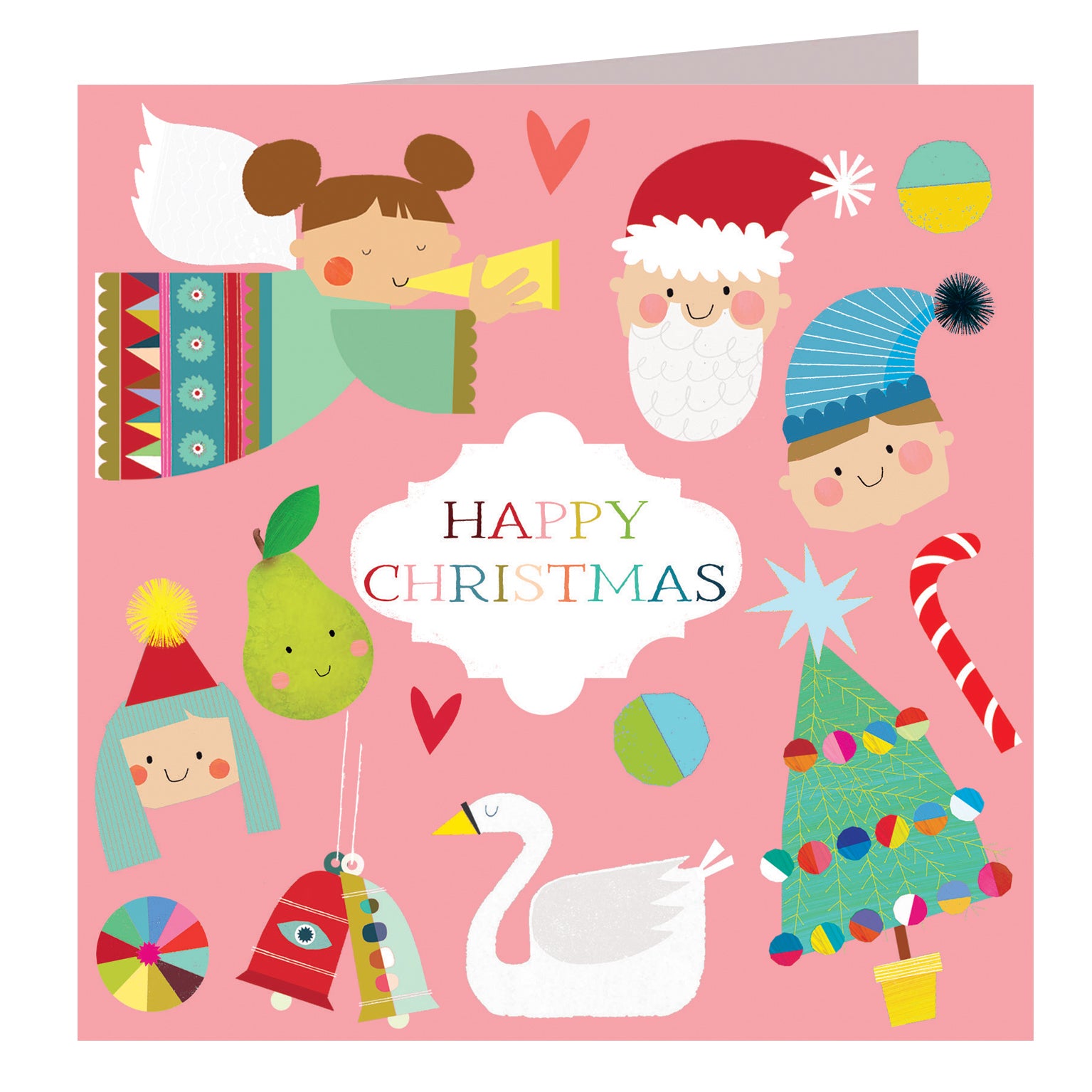 BPK01 pink merry christmas card