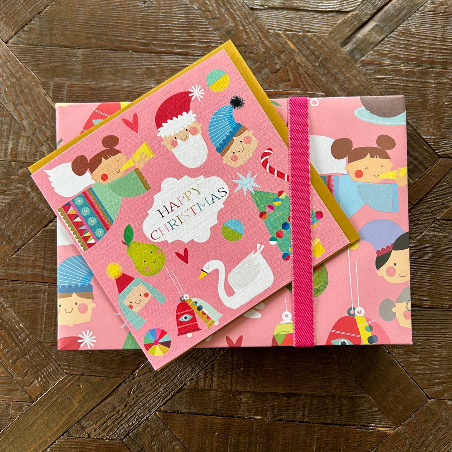 BPK01 pink merry christmas card